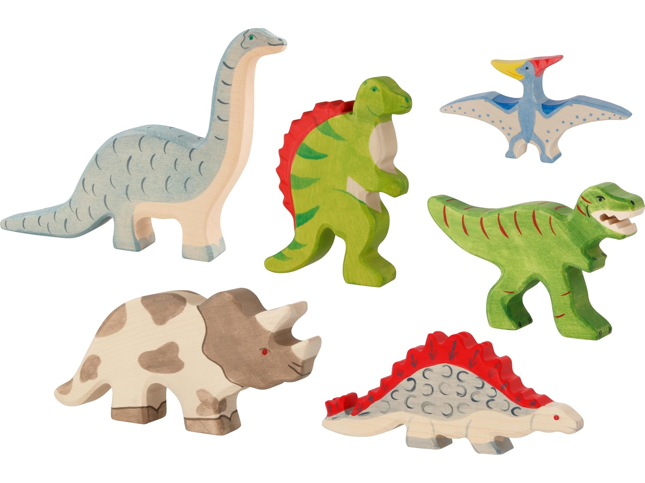 Holztiger 2887 Set Dinosauri - 6 Personaggi in Legno