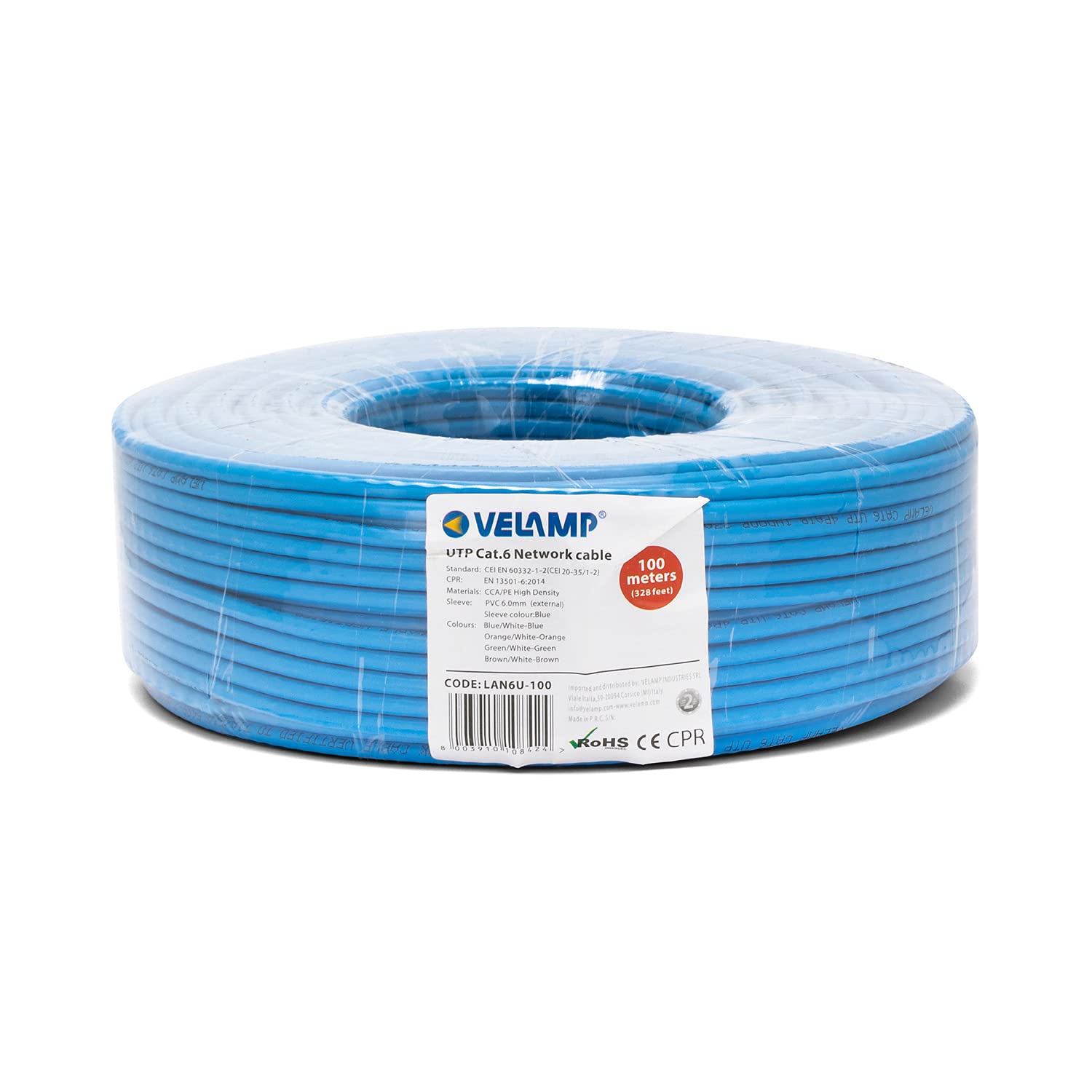 Velamp Cavo di Rete LAN Ethernet Cat 6 UTP 100 mt