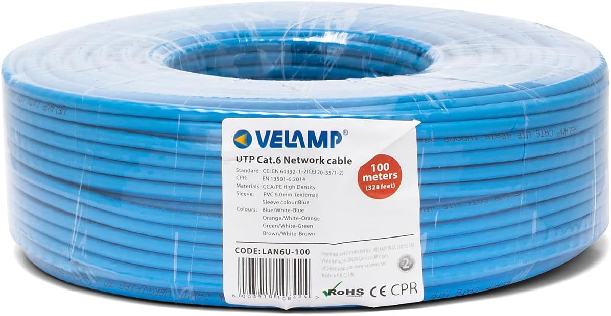 Velamp Cavo di Rete LAN Ethernet Cat 6 UTP 100 mt - immagine 1