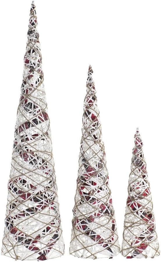 CONO SET 3 LED RATAN 20X20X80 3AA NEVADO NATURAL - immagine 1