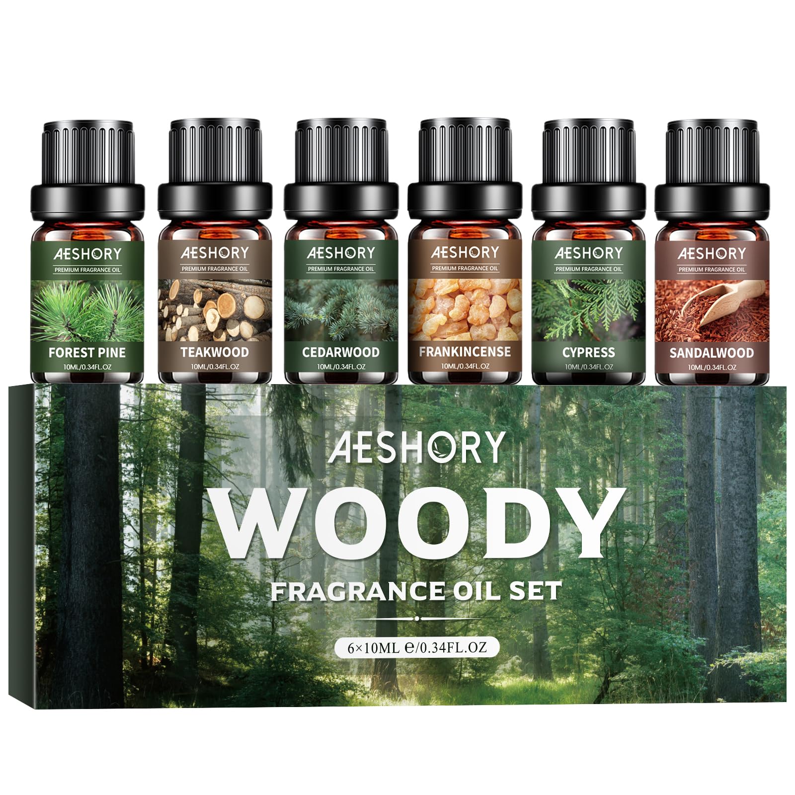 Aeshory Set Oli Essenziali Legnosi 6 x 10ML