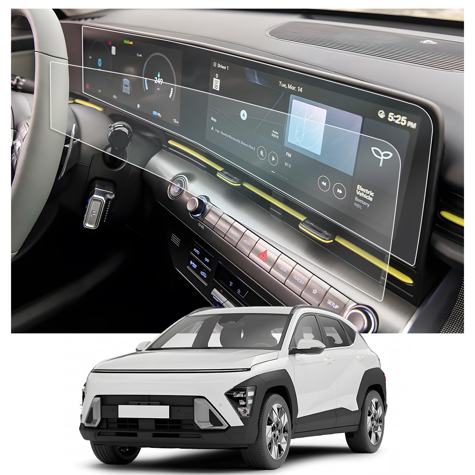 Cdefg Pellicola Protettiva 12,3 pollici per Hyundai Kona SX2 2024