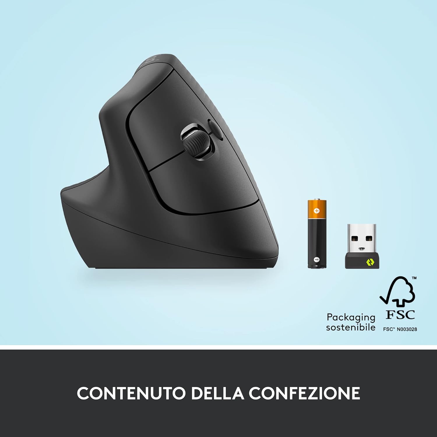 Logitech Lift Left - Mouse Ergonomico Verticale per Mancini, Grafite - immagine 10