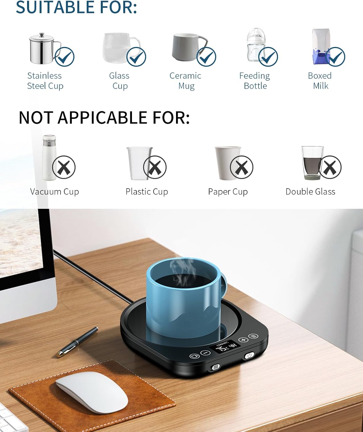 Accwork Scaldatazze con 3 Modalità di Temperatura - immagine 4