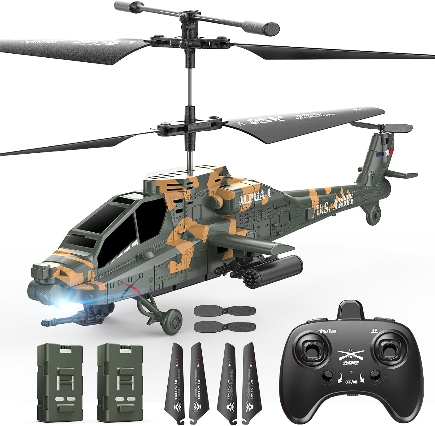 DEERC Apache - Elicottero RC Militare 2.4GHz - immagine 1