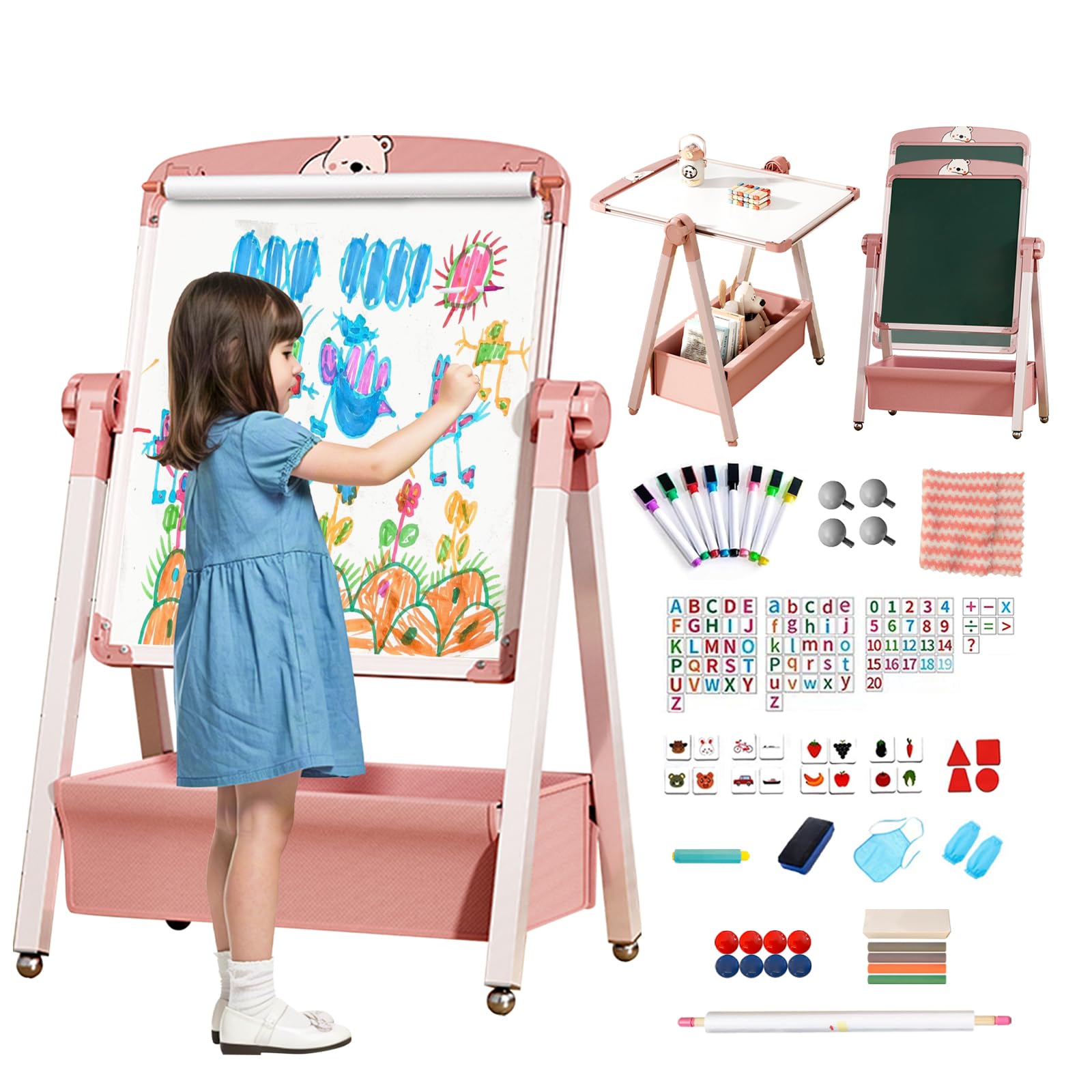 Chidiam Lavagna per Bambini 3 in 1 con Rotolo di Carta