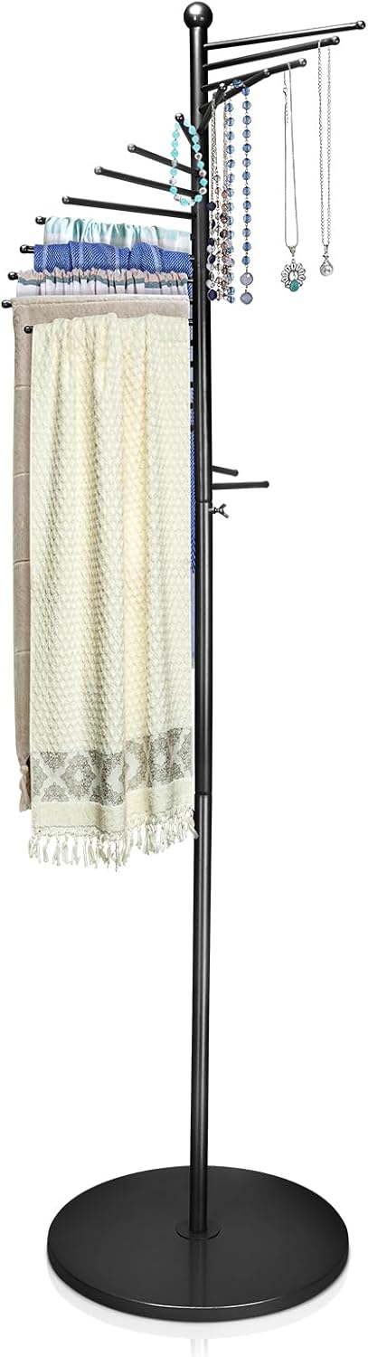 Fermacravatte Scorrevoli 18 Ganci Estraibili, Nero - immagine 1