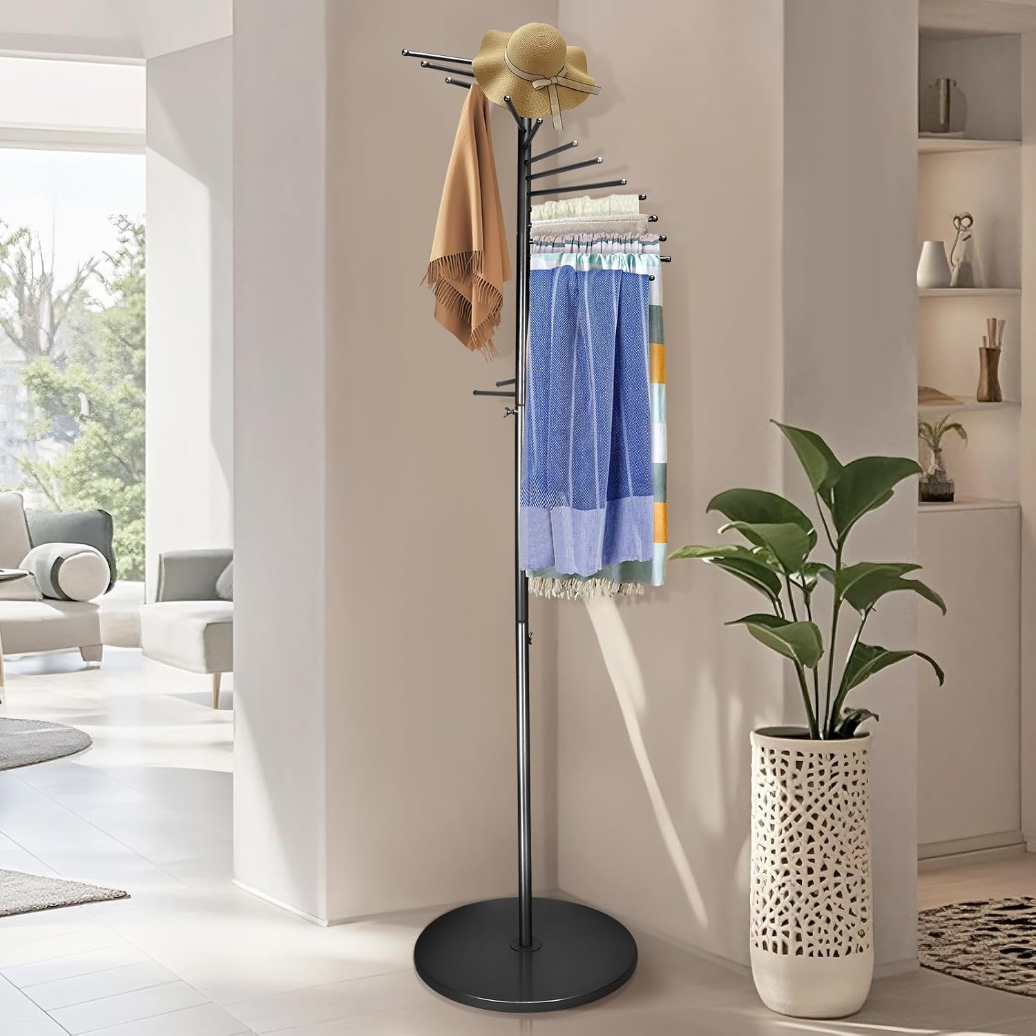 Fermacravatte Scorrevoli 18 Ganci Estraibili, Nero - immagine 5