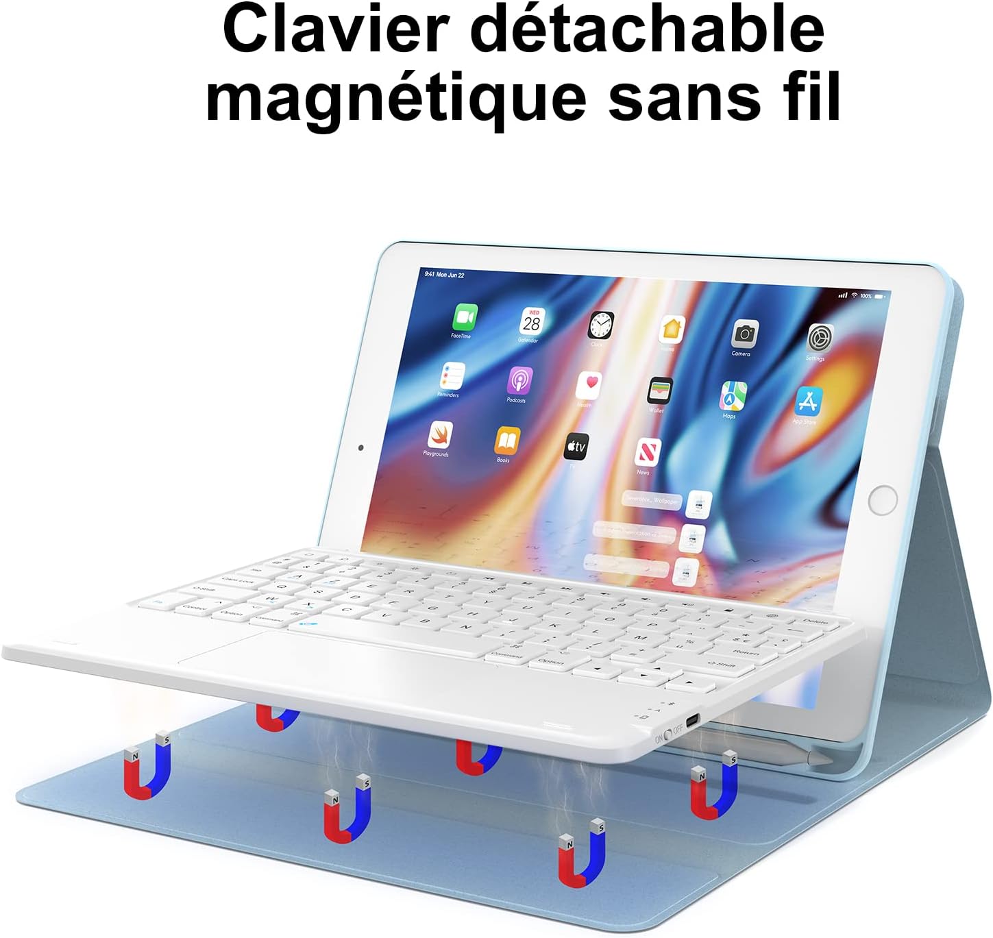 Earto 9eme Generation Tastiera Wireless Bluetooth, Blu - immagine 4