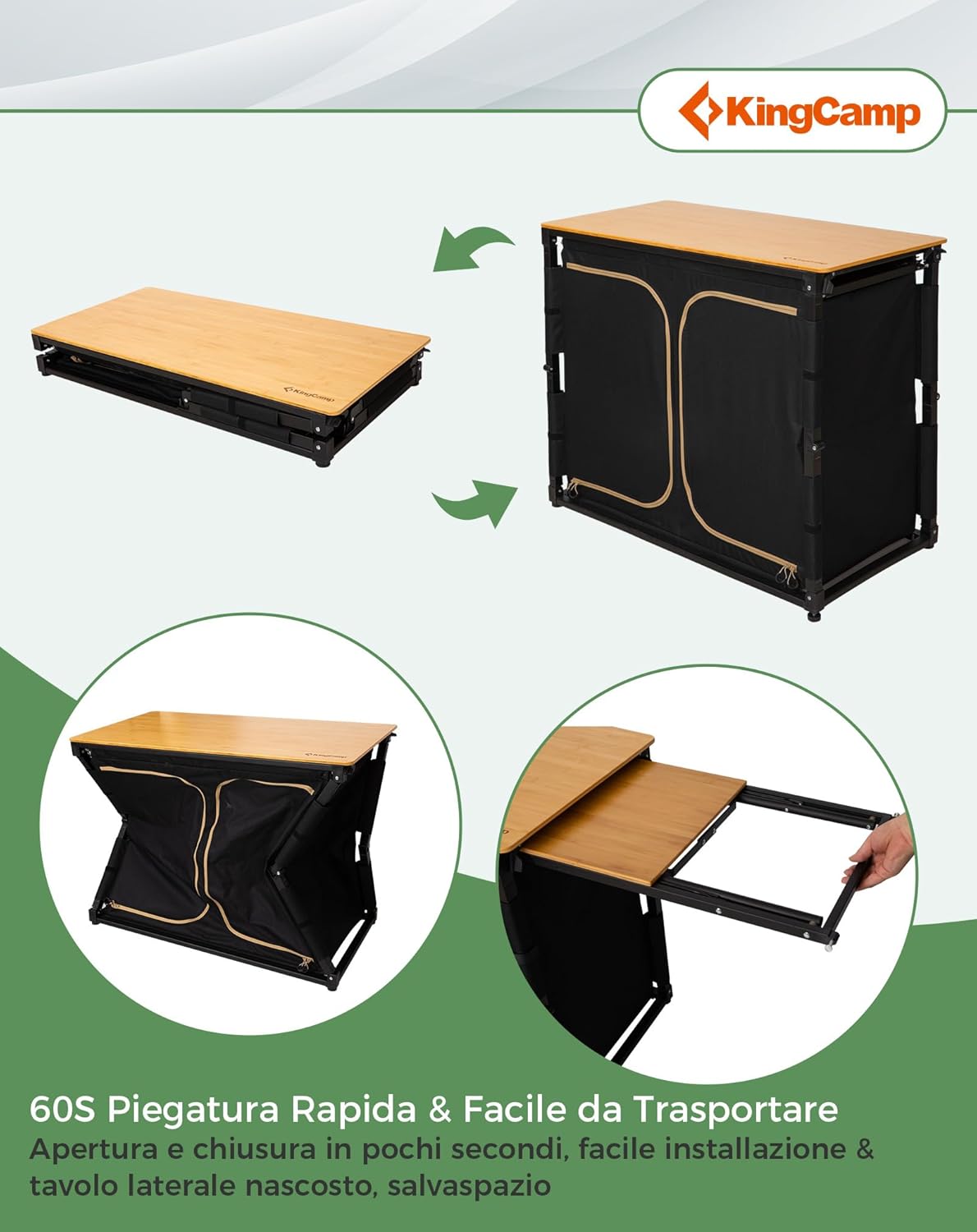 KingCamp Cucina Campeggio Pieghevole con Lavello - immagine 3