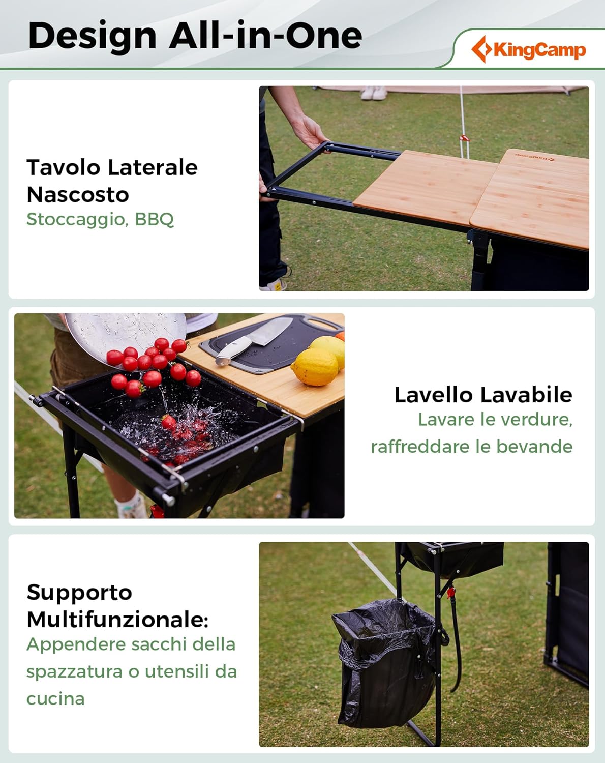 KingCamp Cucina Campeggio Pieghevole con Lavello - immagine 6