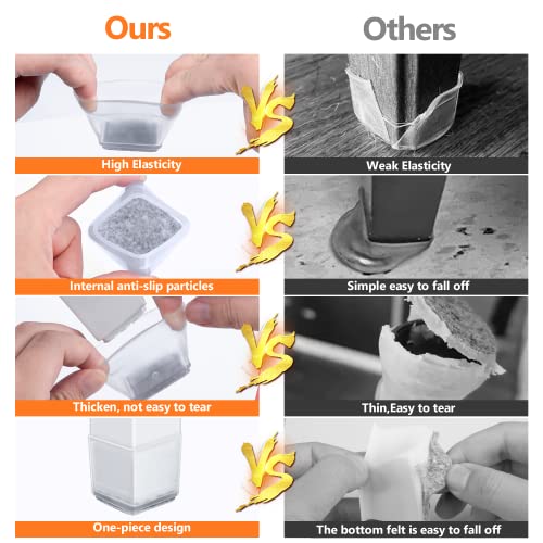 Feltrini per Sedie Quadrati in Silicone con Feltro 35 Pezzi - immagine 2