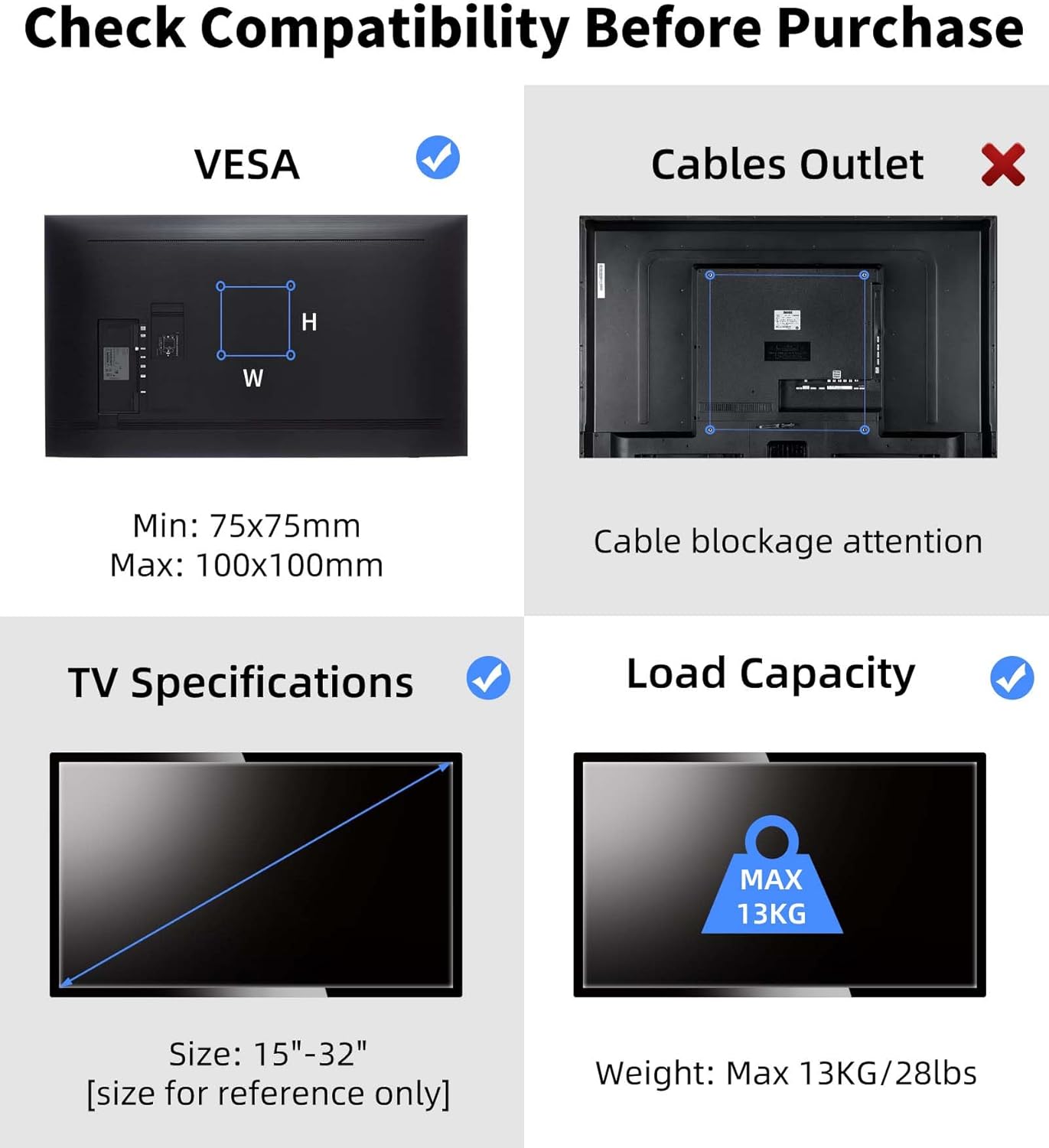 Suptek Supporto Staffa TV da Parete 15-32 Pollici - immagine 8