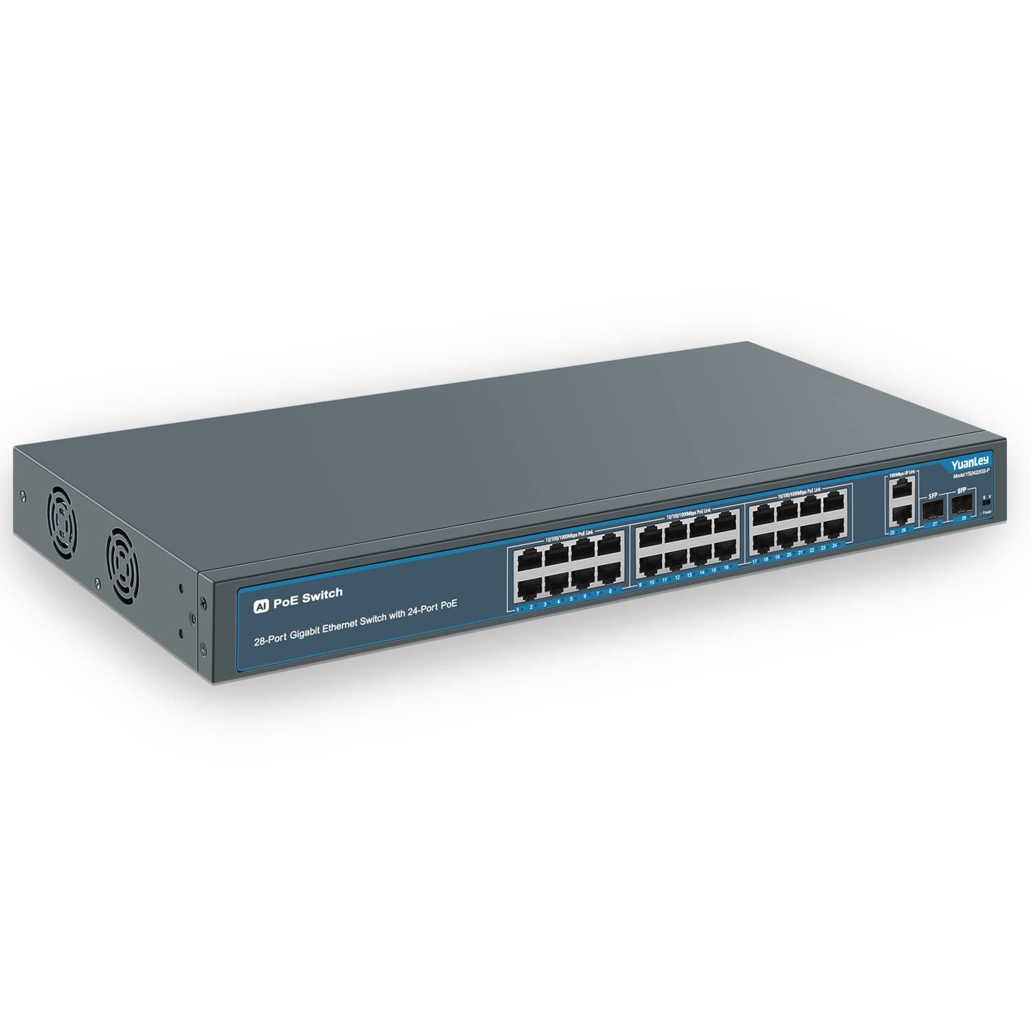 Yuanley Switch PoE Gigabit 28 porte con 24 PoE+@400W