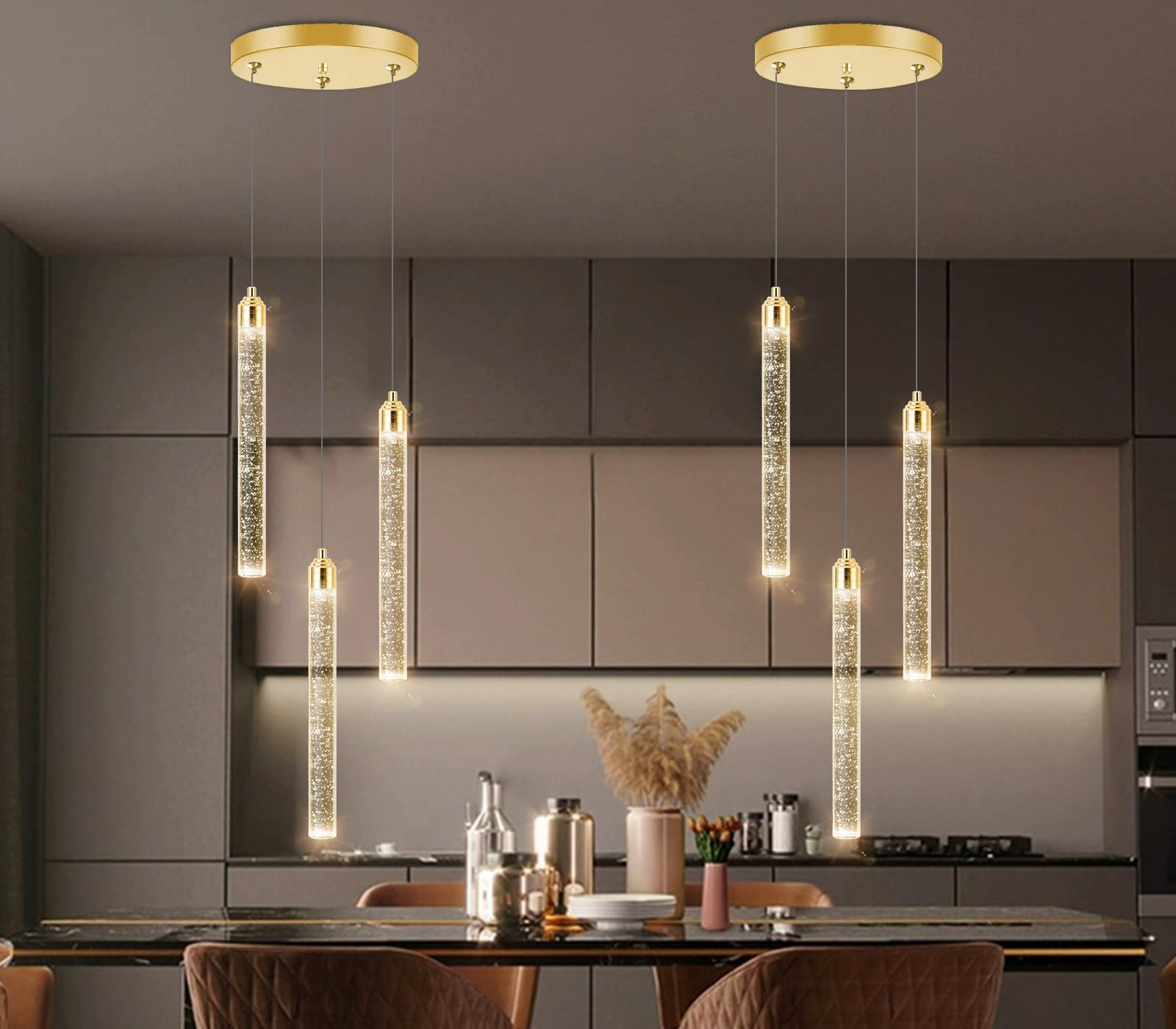 Mini Lampadario a Sospensione in Oro con Cristallo