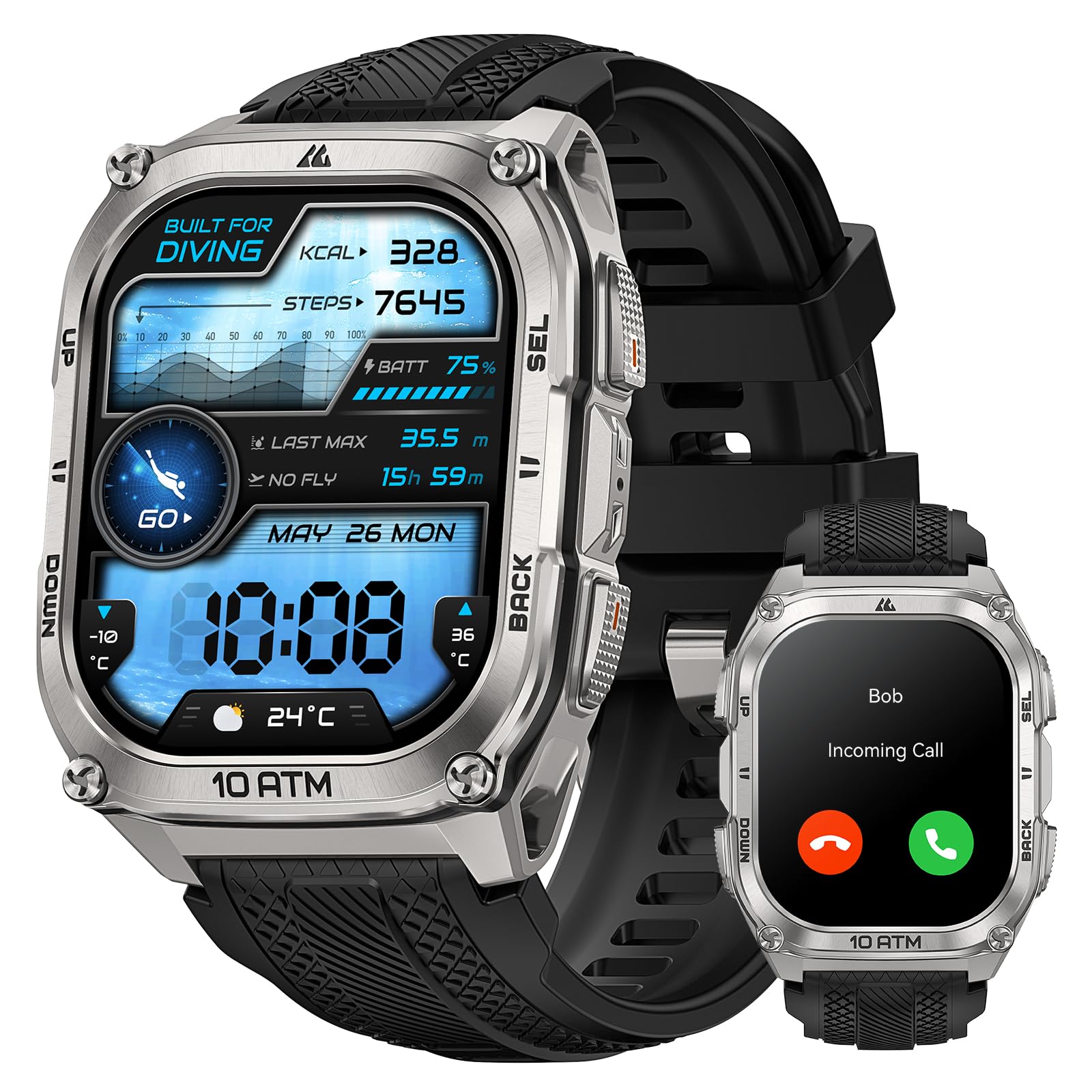 KOSPET Tank M4 Smartwatch Uomo Acciaio Inox 1.96" AMOLED