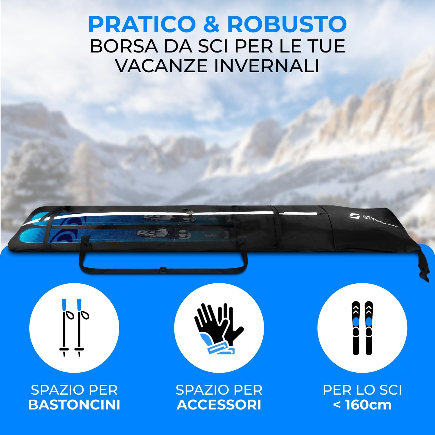 Styngard Sacca Porta Sci con Chiusura a Rotolo - immagine 2