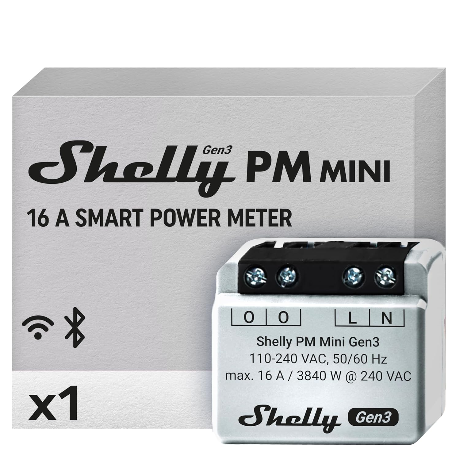 Shelly PM Mini Gen 3 - Smart Power Meter 1 Canale 16A (4 pz) - immagine 2