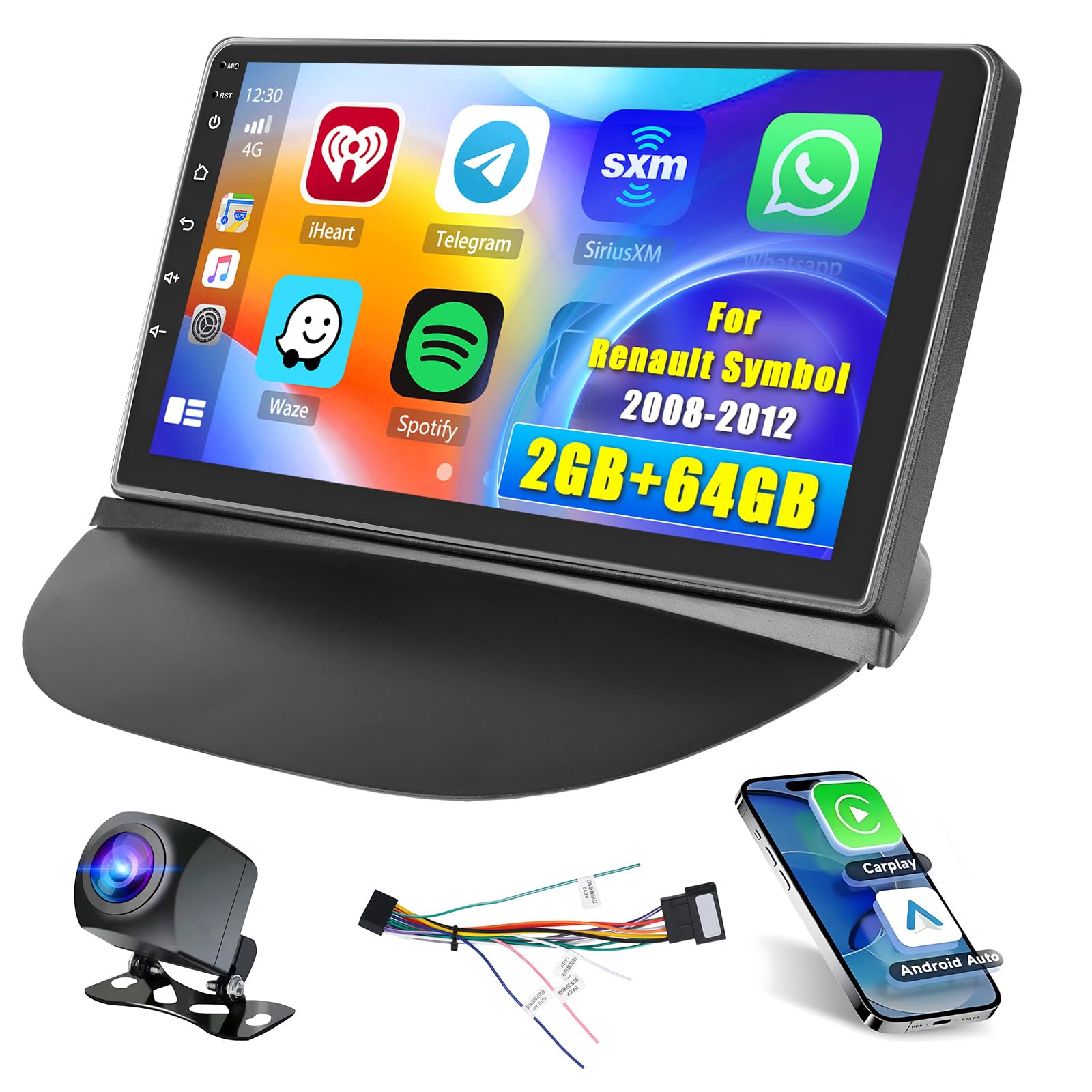 Hikity Android 13 Autoradio 9 pollici per Renault Symbol