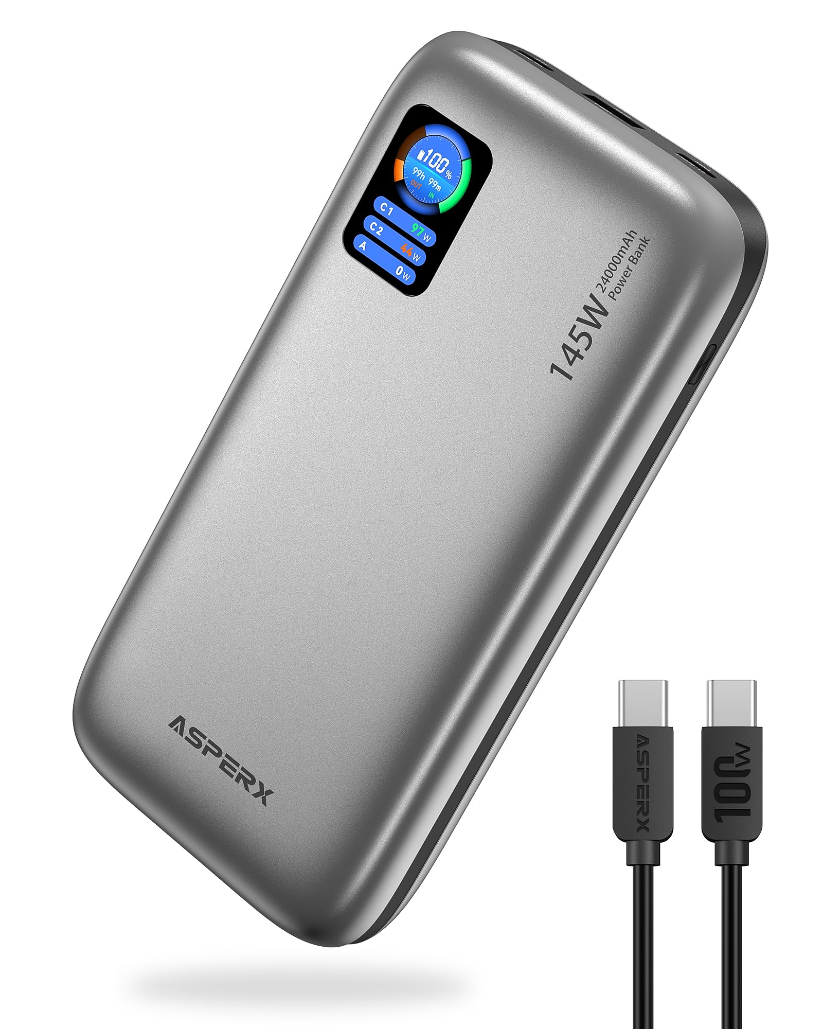 Asperx Power Bank 145W 24000mAh USB C 3 Porte PD 3.1