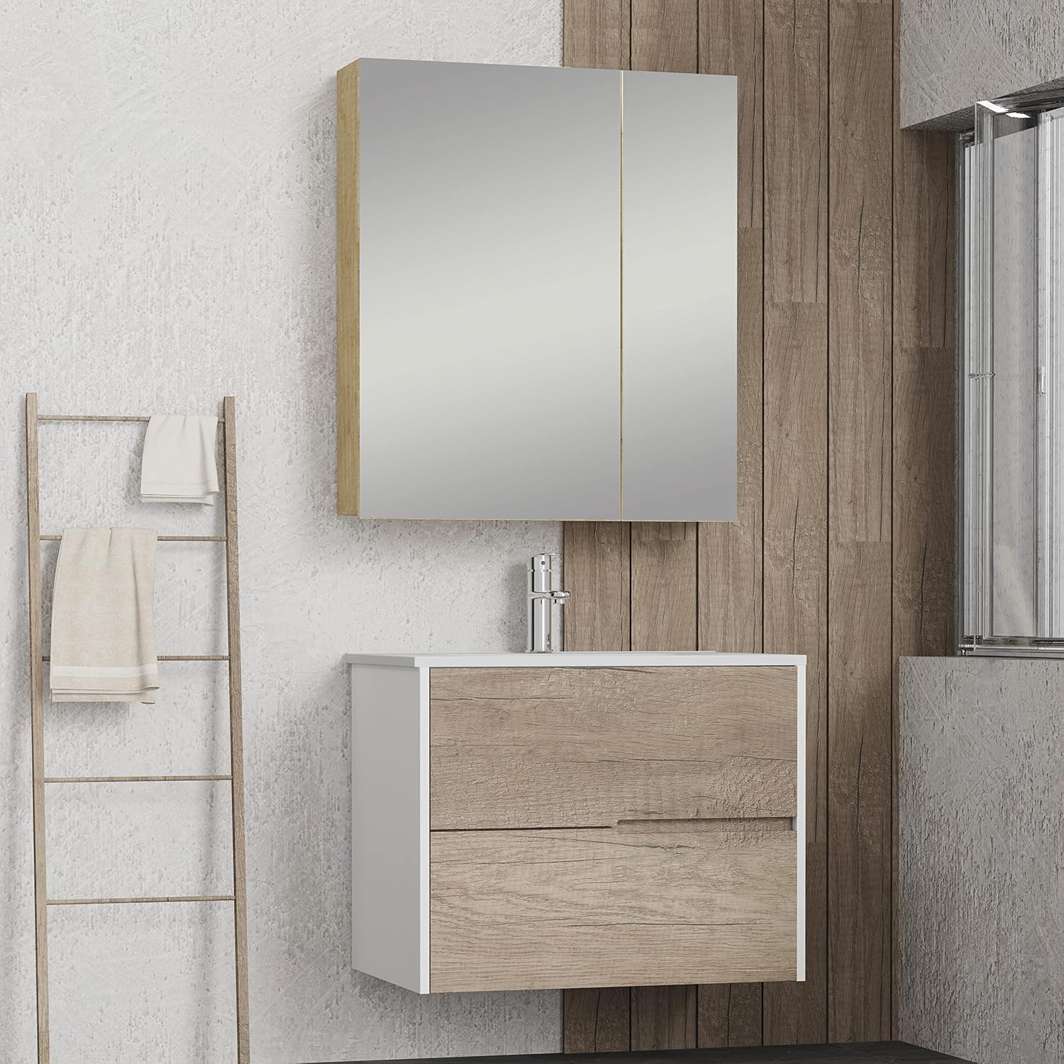 Baikal Mobile Camerino con Specchio 70 cm Nature - immagine 2