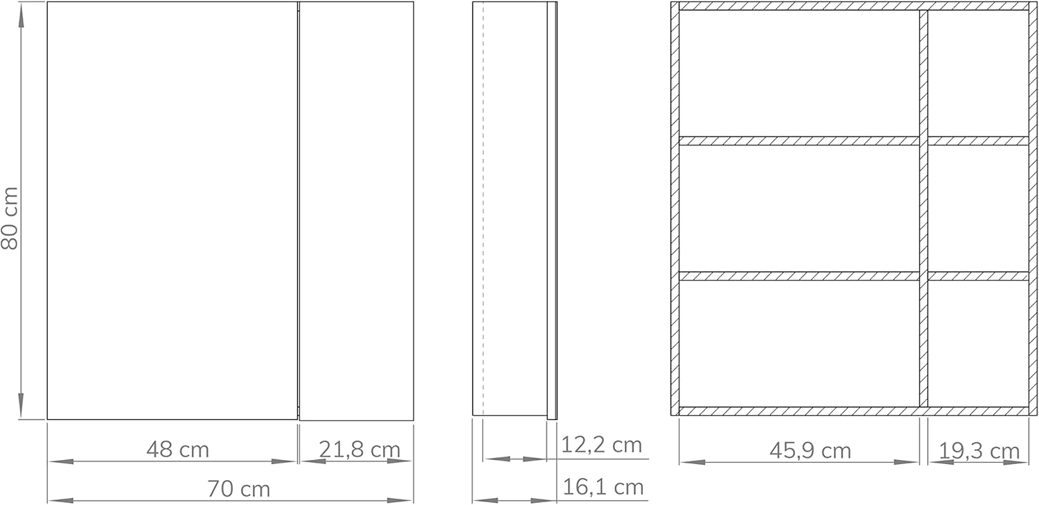 Baikal Mobile Camerino con Specchio 70 cm Nature - immagine 3