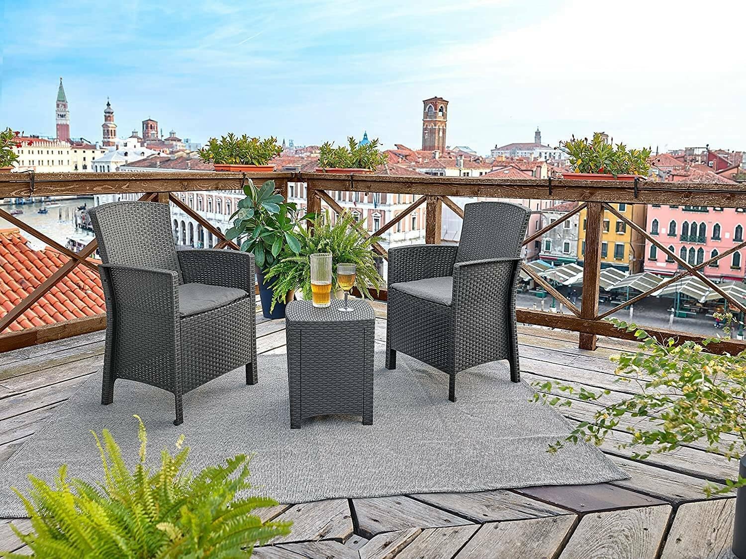 Dmora Set Salotto da Esterno Jupiter, Antracite