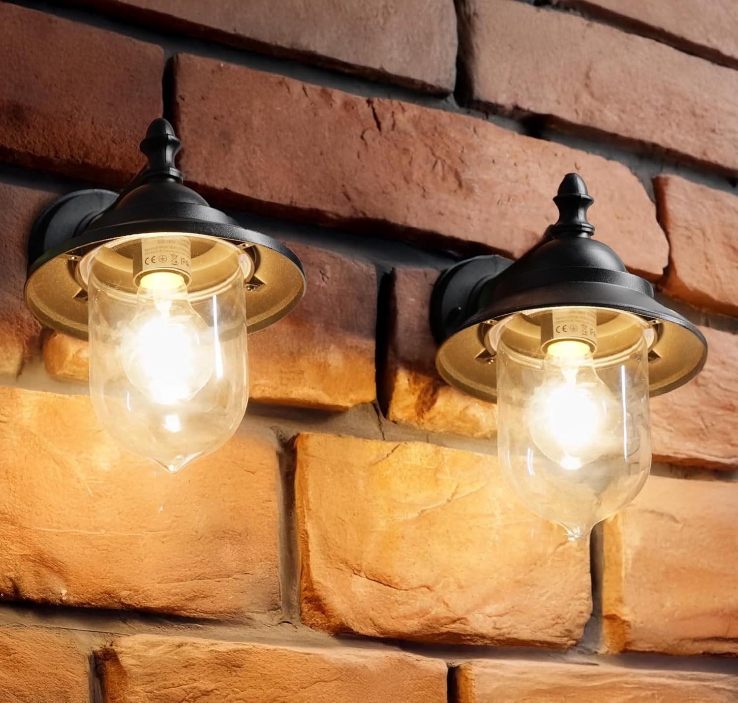 Ebion 2 Applique da Esterno E27 Vintage IP44 Nero