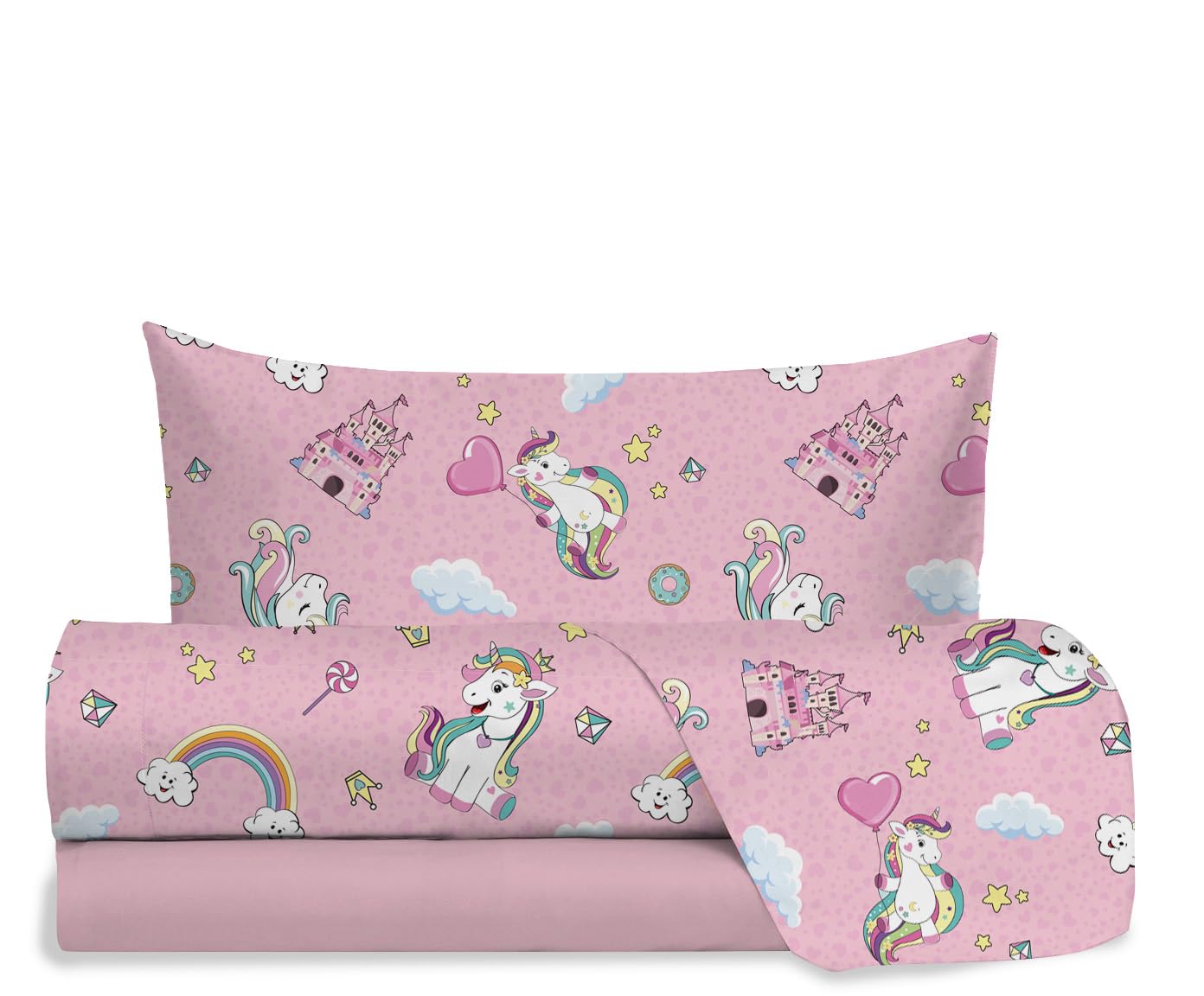 Hermet Jolly - Set Lenzuola Letto Singolo Unicorno, Rosa