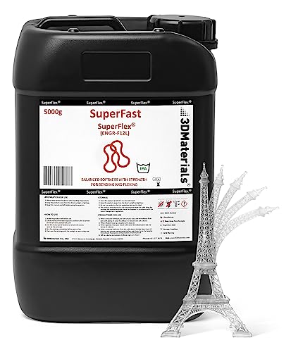 SuperFlex Resina per stampante 3D, Morbidezza 80A che simula la gomma flessibile, Prodotta in Corea da 3DMaterials (5000g, Trasparente)