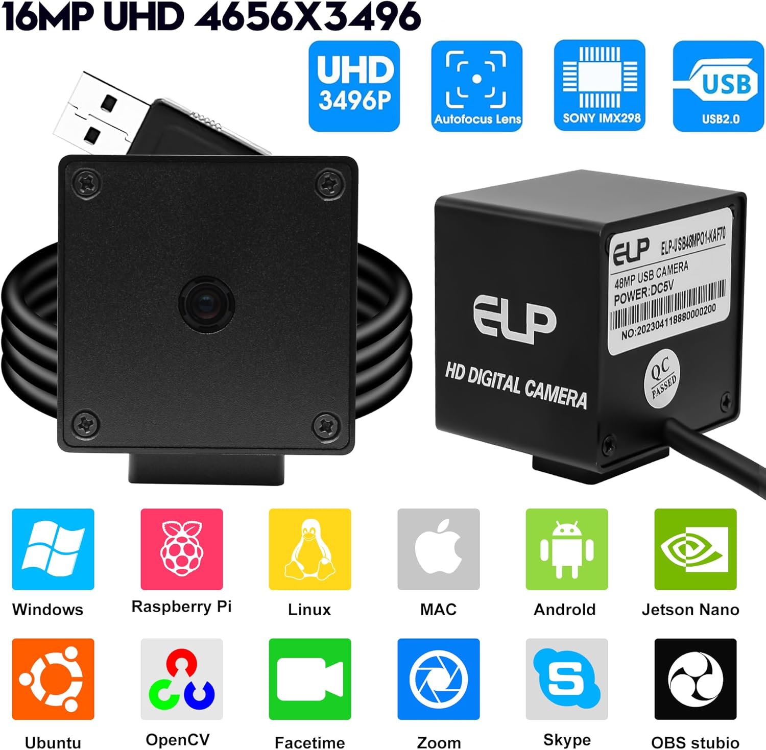 Svpro Telecamera USB Autofocus 16 MP 4K - immagine 7