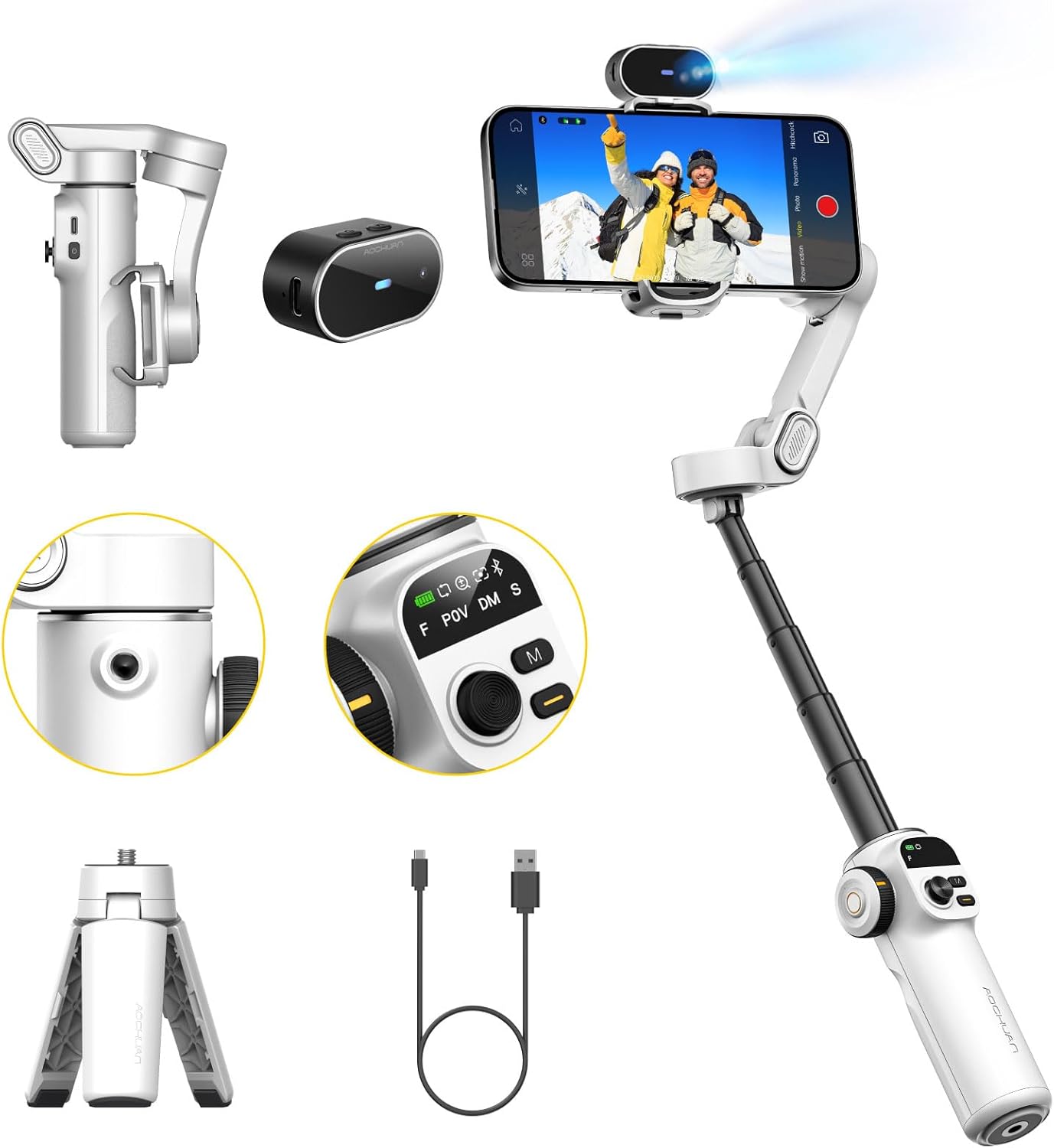 Aochuan Stabilizzatore Cardanico 3 Assi iPhone con Sensore AI - immagine 1
