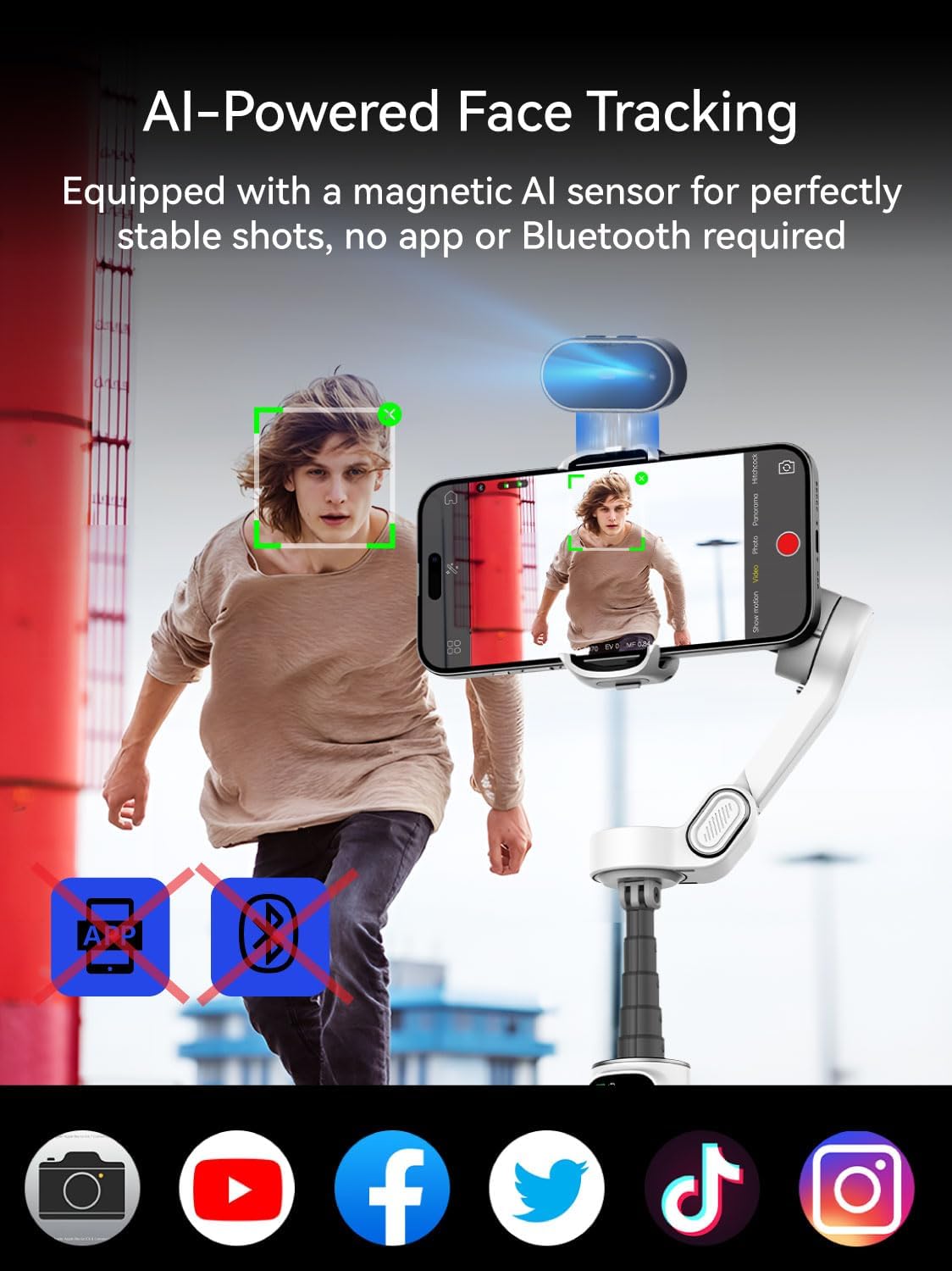 Aochuan Stabilizzatore Cardanico 3 Assi iPhone con Sensore AI - immagine 2