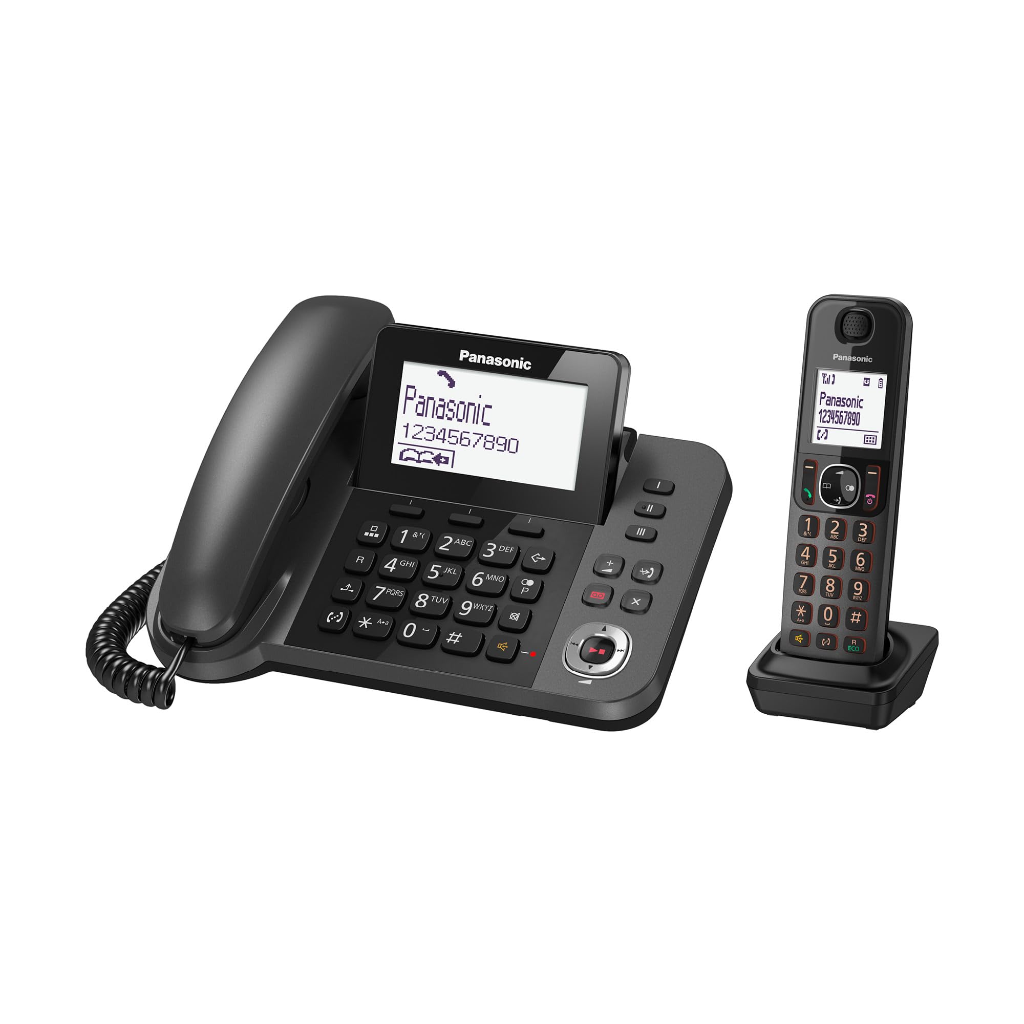 Panasonic KX-TGF320EXM Telefono Cordless/con Filo, Nero