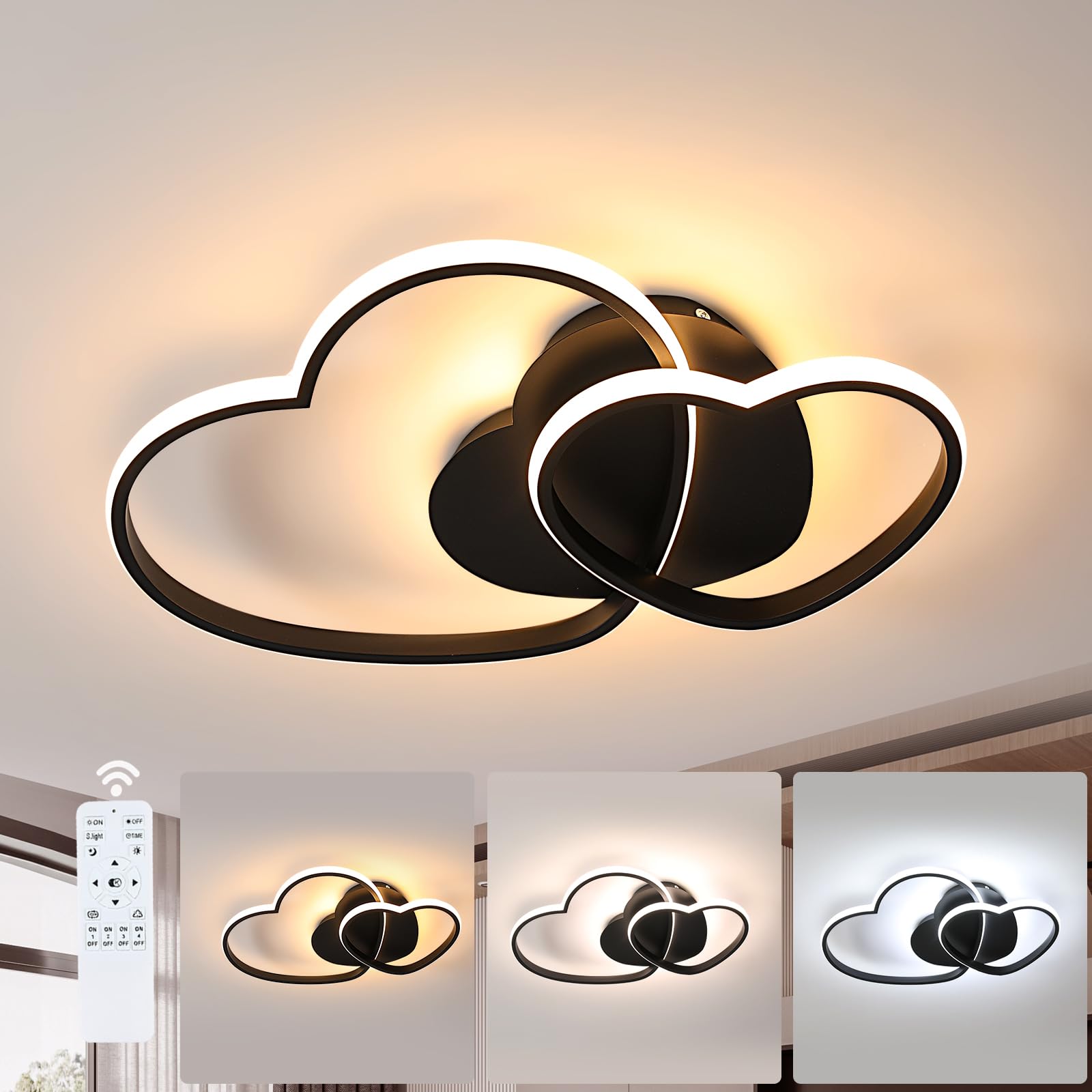 Riserva Plafoniera LED Soffitto Dimmerabile 48W, Nero