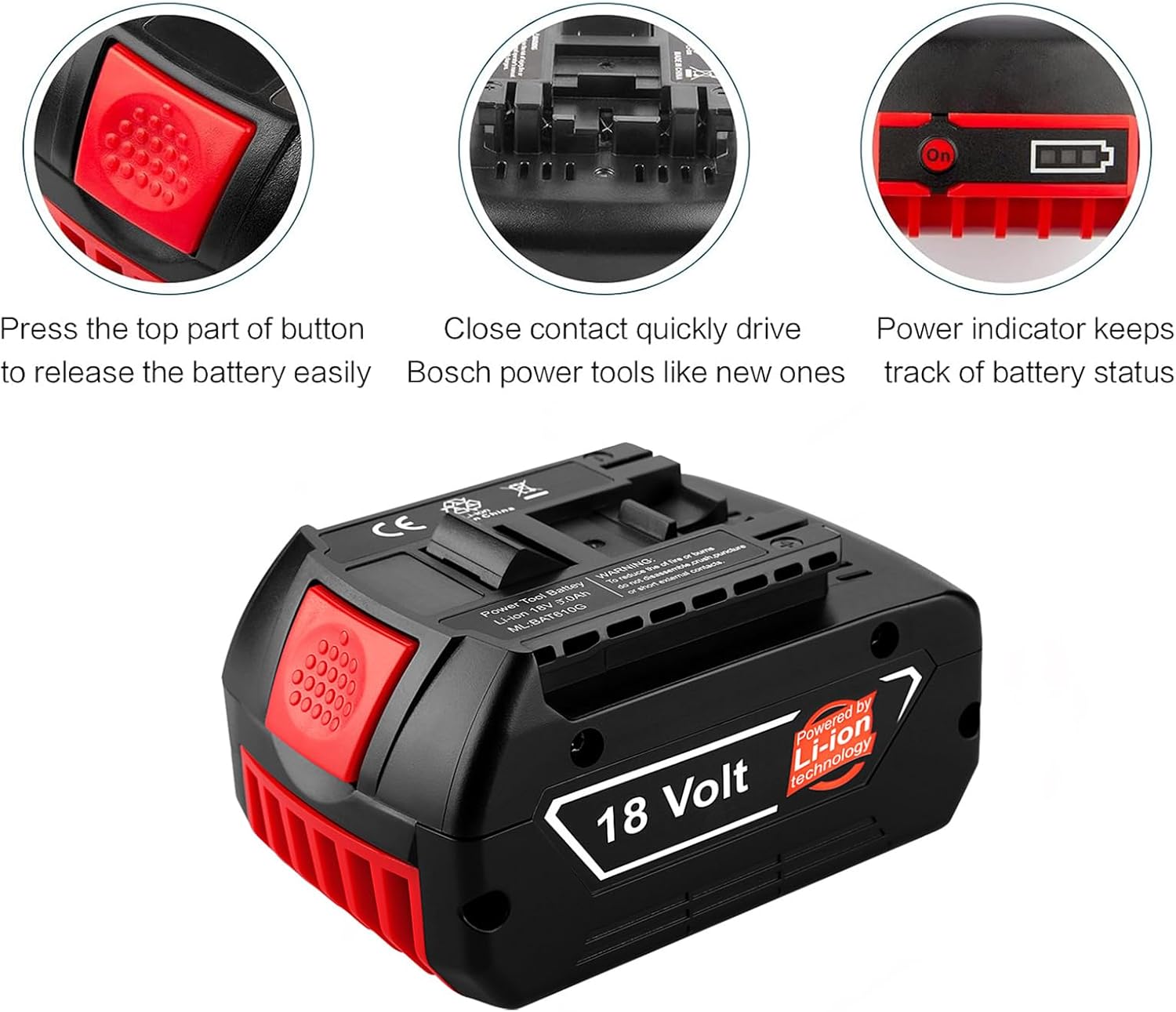 Yangers Batteria di Ricambio Li-ion 18V 5A per Bosch - immagine 3