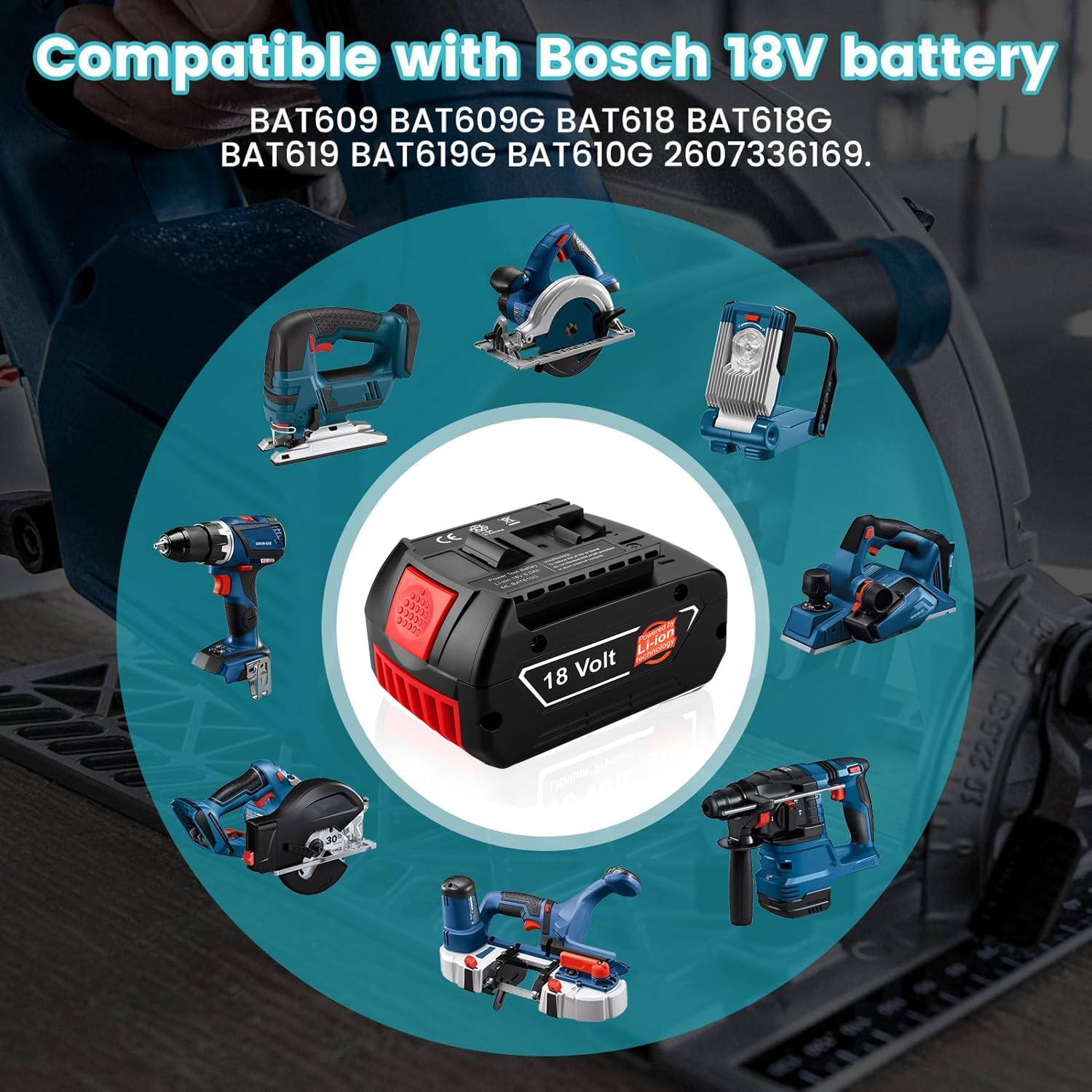Yangers Batteria di Ricambio Li-ion 18V 5A per Bosch - immagine 5