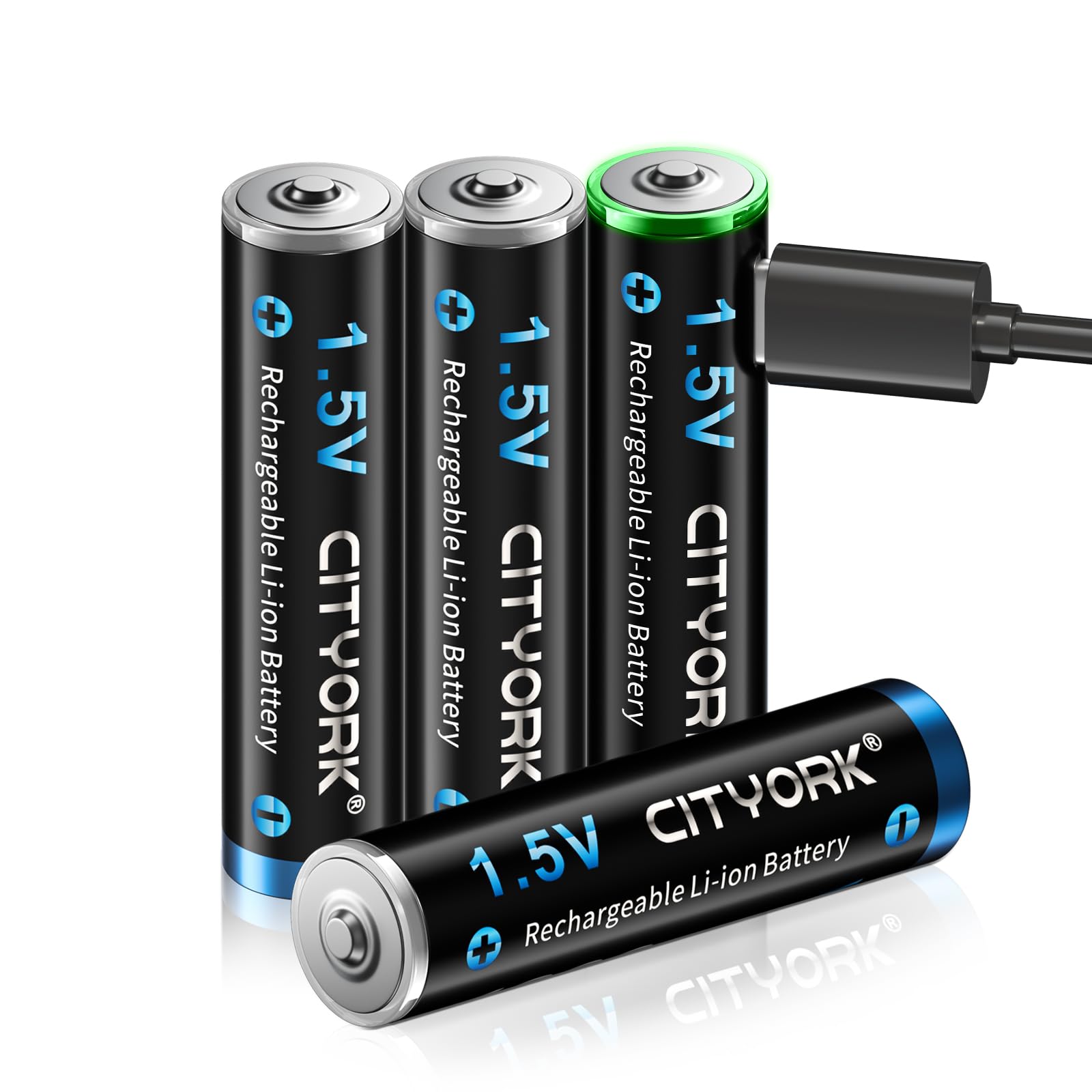 Cityork Batterie Ricaricabili AAA 1,5V Li-ion (4 Pezzi)