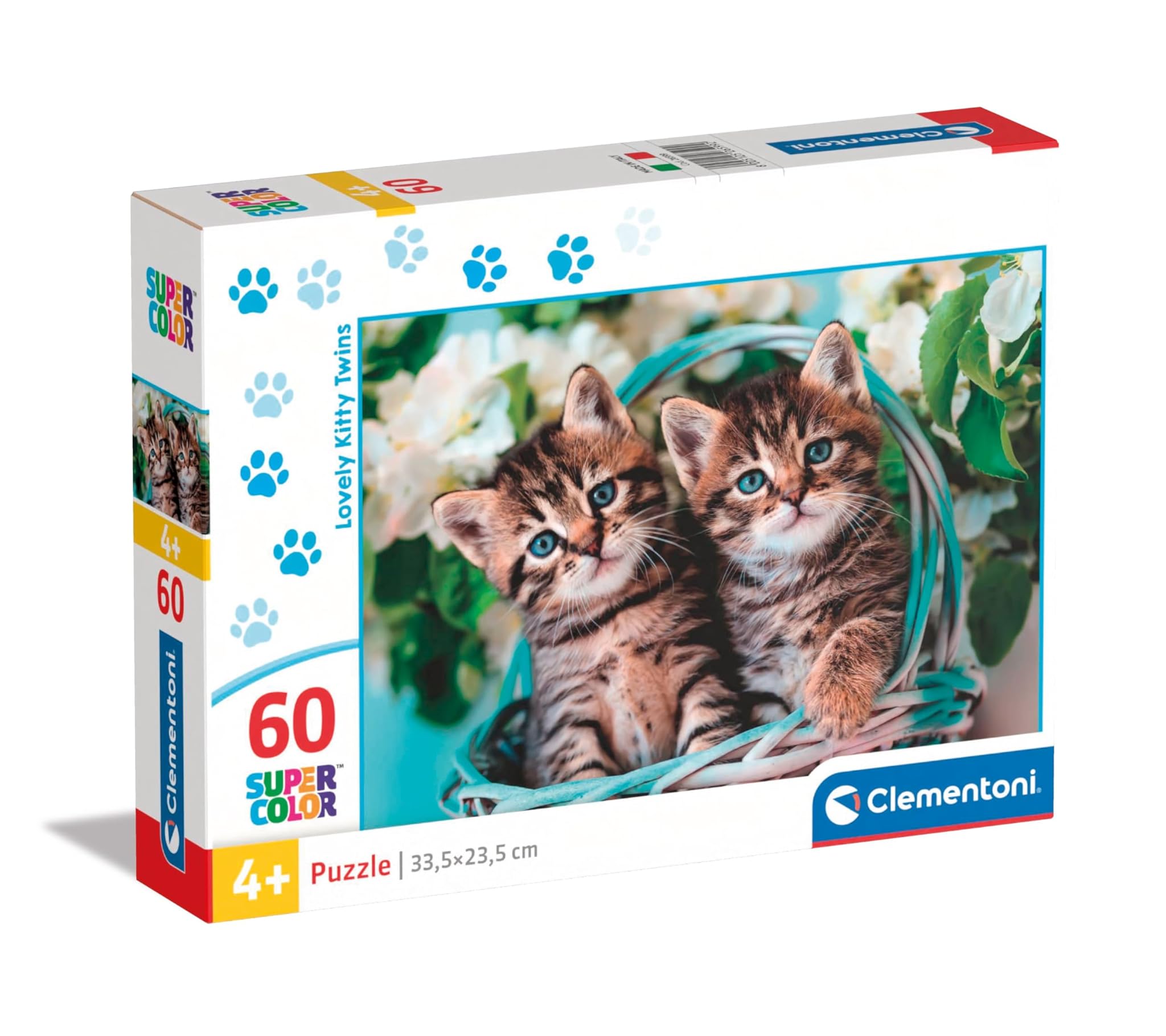 Clementoni - 26599 - Supercolor Puzzle - Lovely Kitty Twins - 60 Pezzi - Puzzle Bambini 4 Anni, Puzzle Animali, Puzzle Gatti, Made In Italy