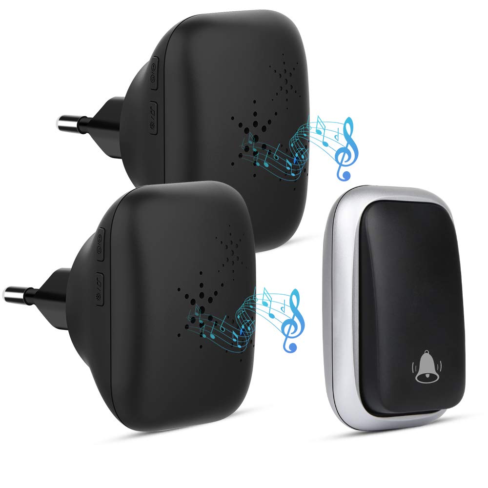 Pdgrow Campanello Radio Senza Batteria 150m, Nero