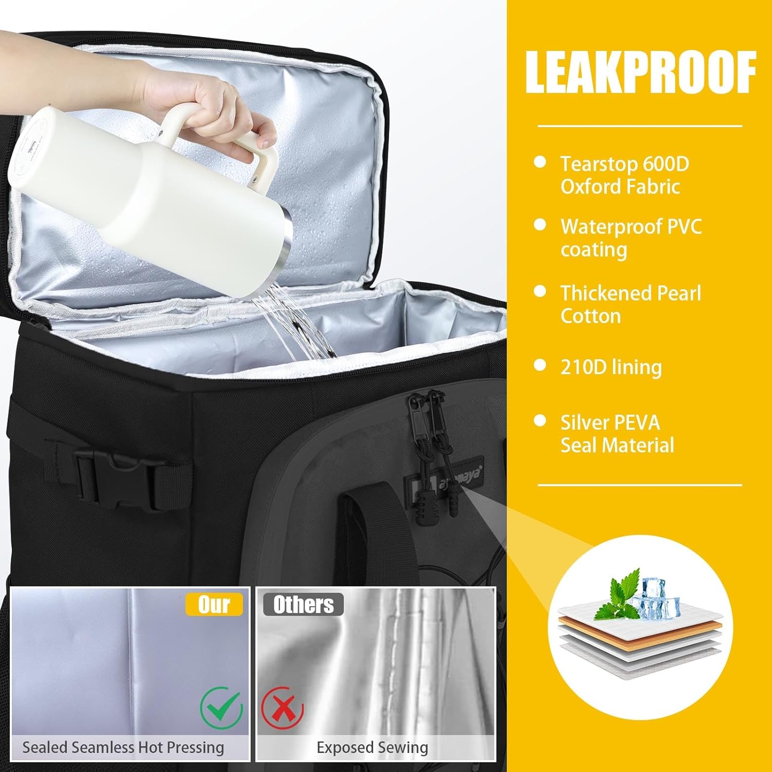 Ayamaya Borsa termica per zaino - 24 lattine isolata - immagine 2