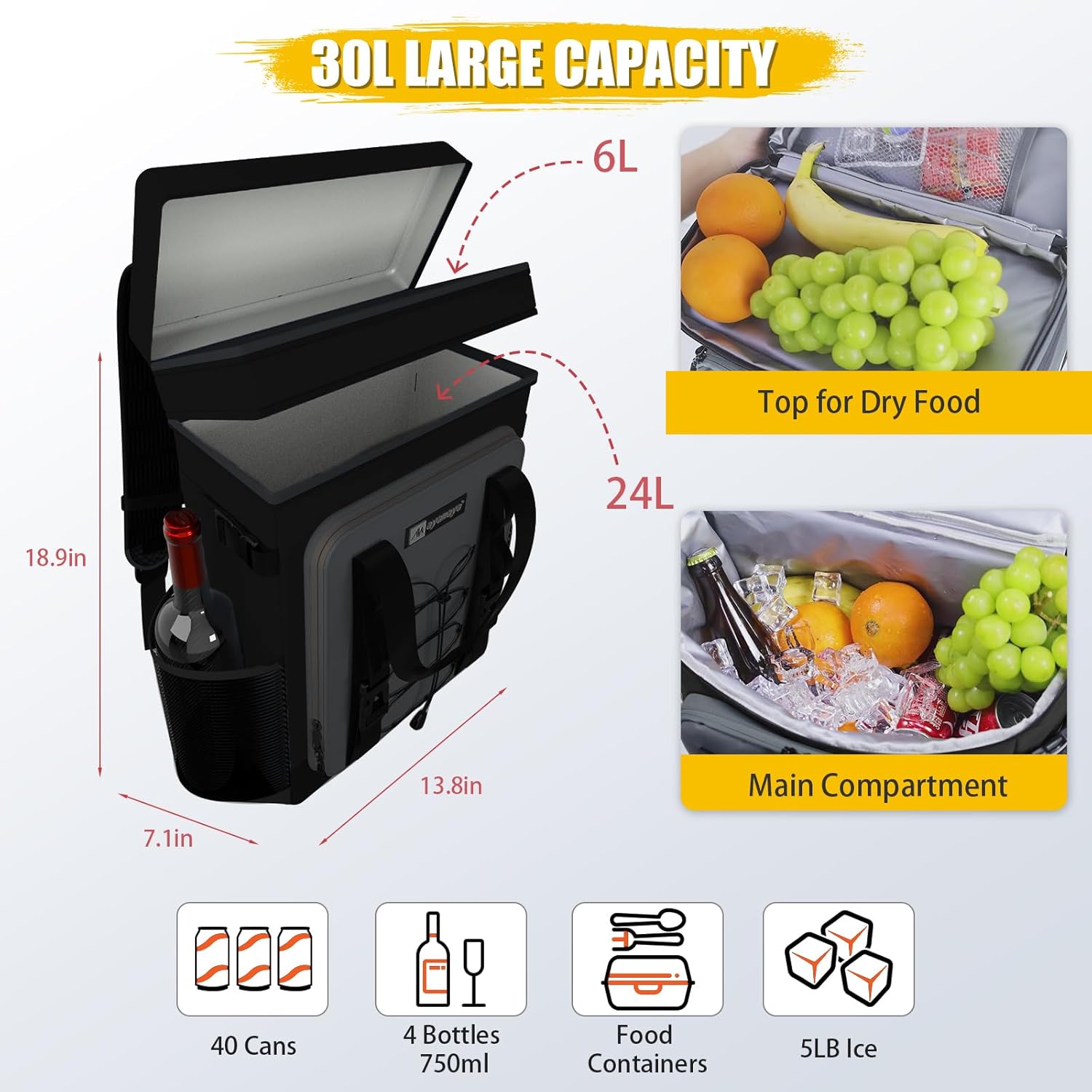 Ayamaya Borsa termica per zaino - 24 lattine isolata - immagine 3