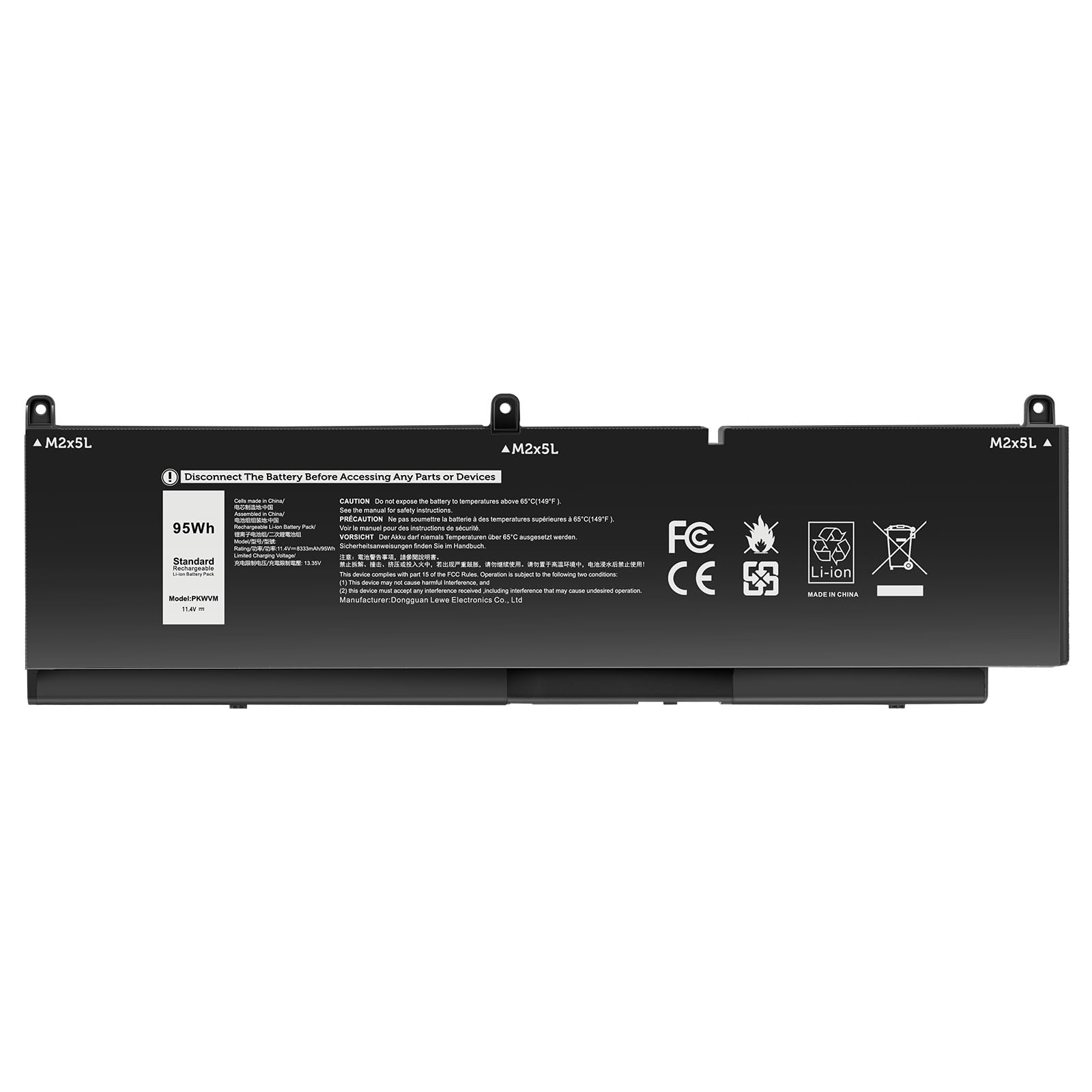 Asuncell 11.4V/95Wh PKWVM Batteria per Dell Precision