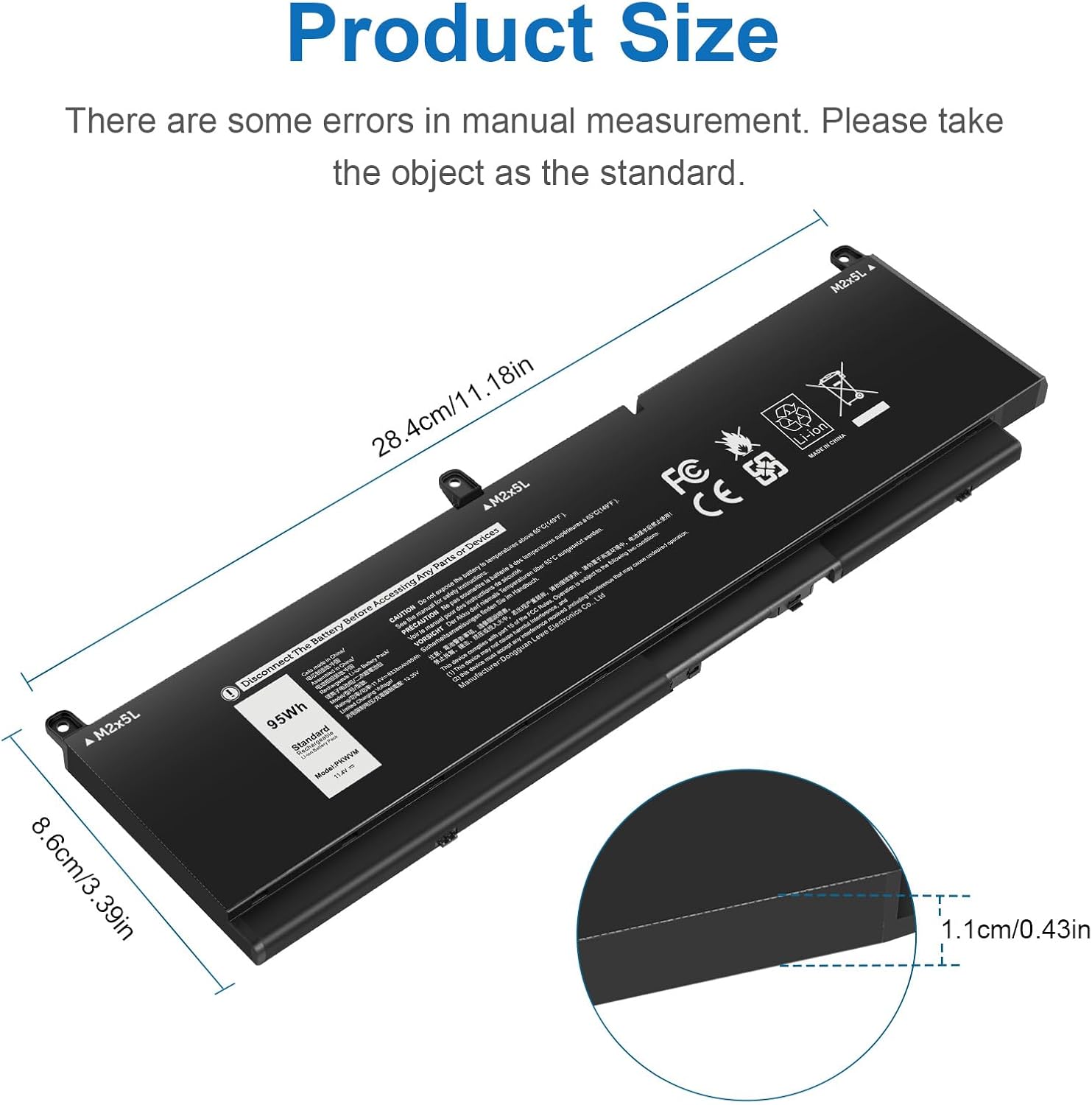 Asuncell 11.4V/95Wh PKWVM Batteria per Dell Precision - immagine 2
