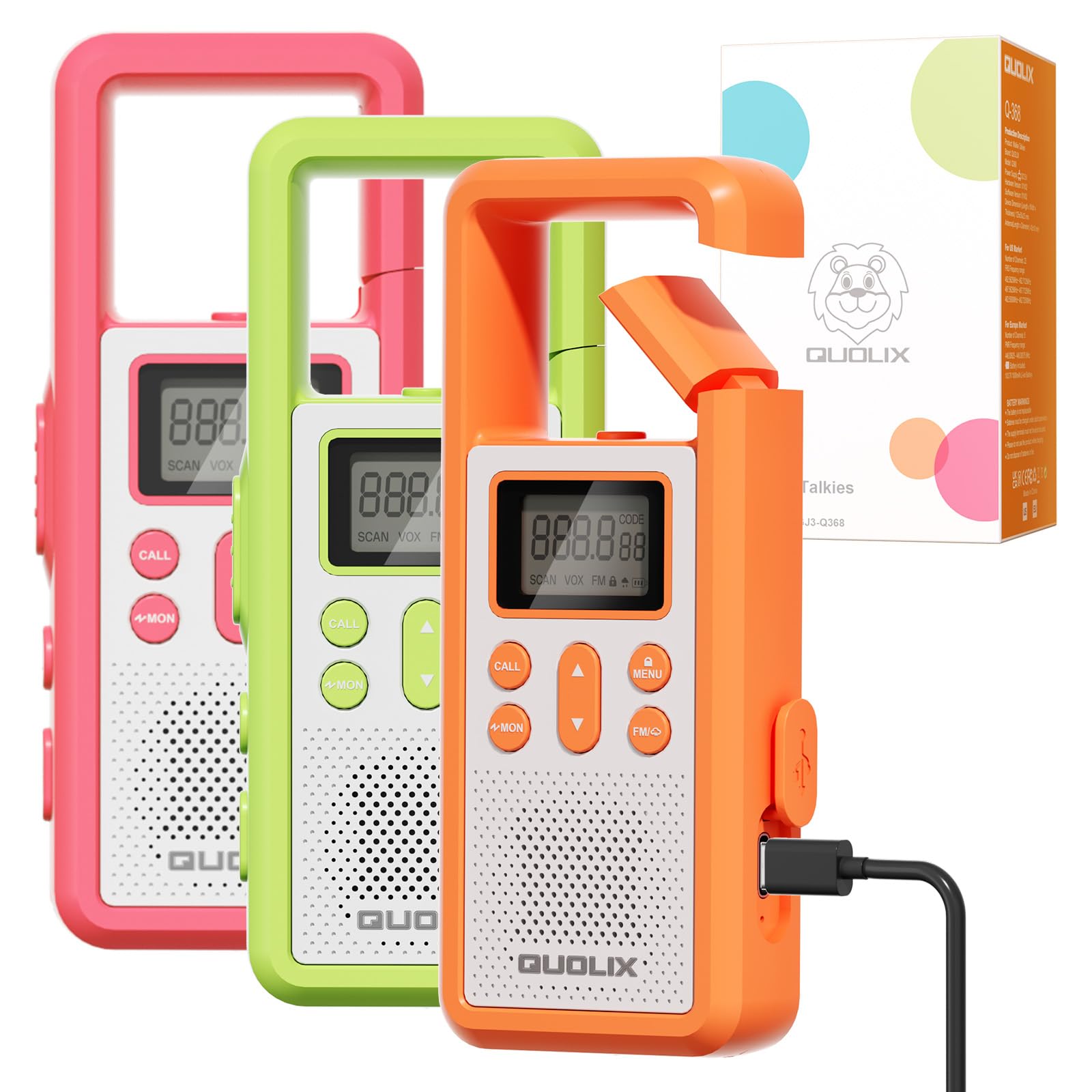 Quolix Walkie Talkie Ricaricabile USB-C 3 Km
