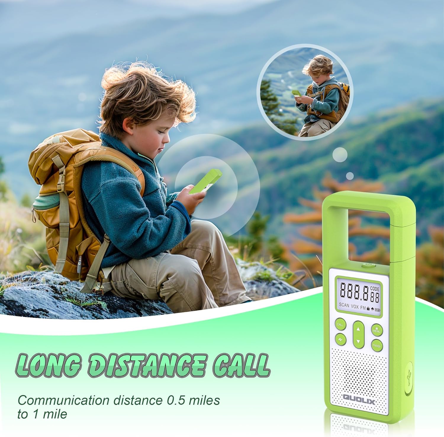 Quolix Walkie Talkie Ricaricabile USB-C 3 Km - immagine 2