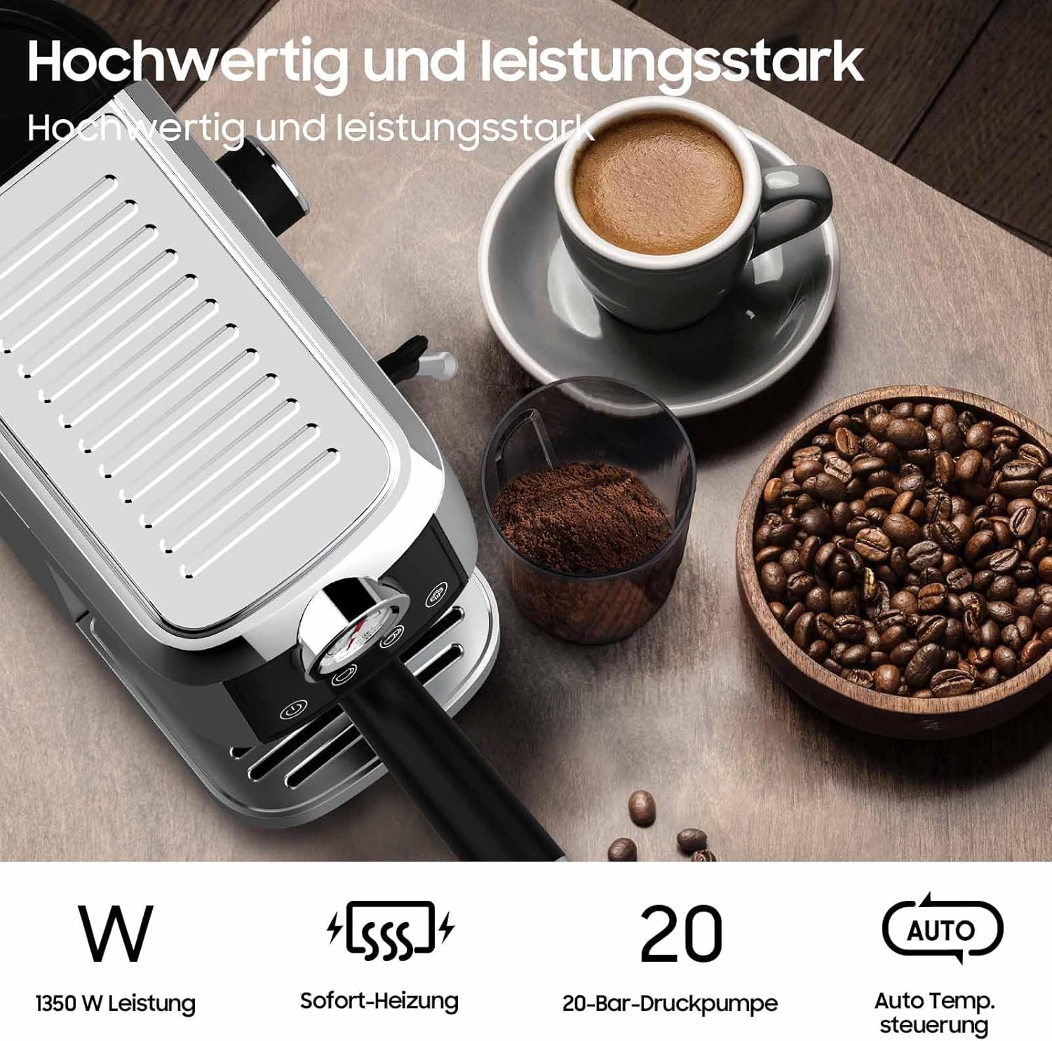 Iceagle Macchina Caffè Espresso 1350W Acciaio Inox - immagine 6