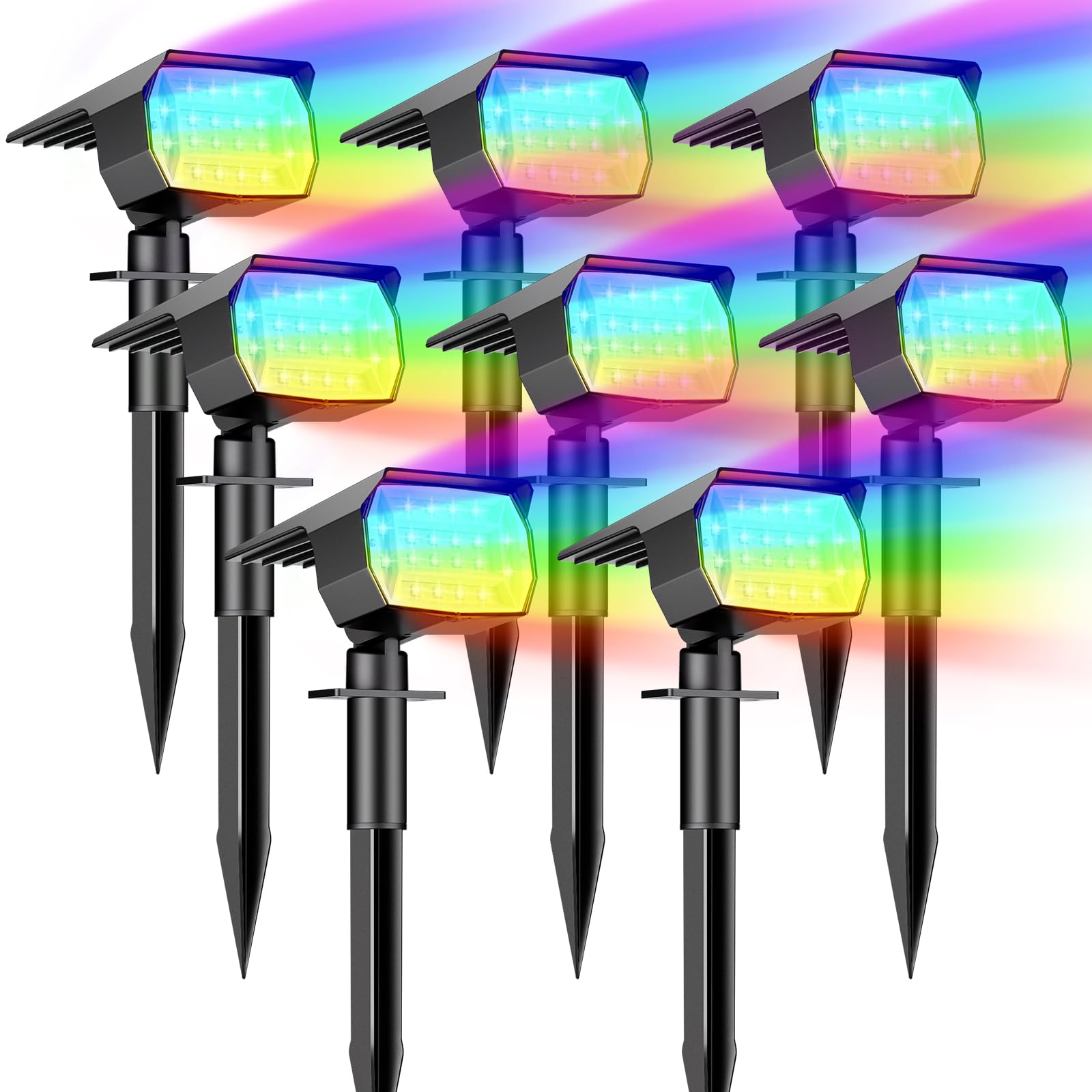 Btfarm 8 Pezzi Faretti Solari a LED da Esterno 72 LED