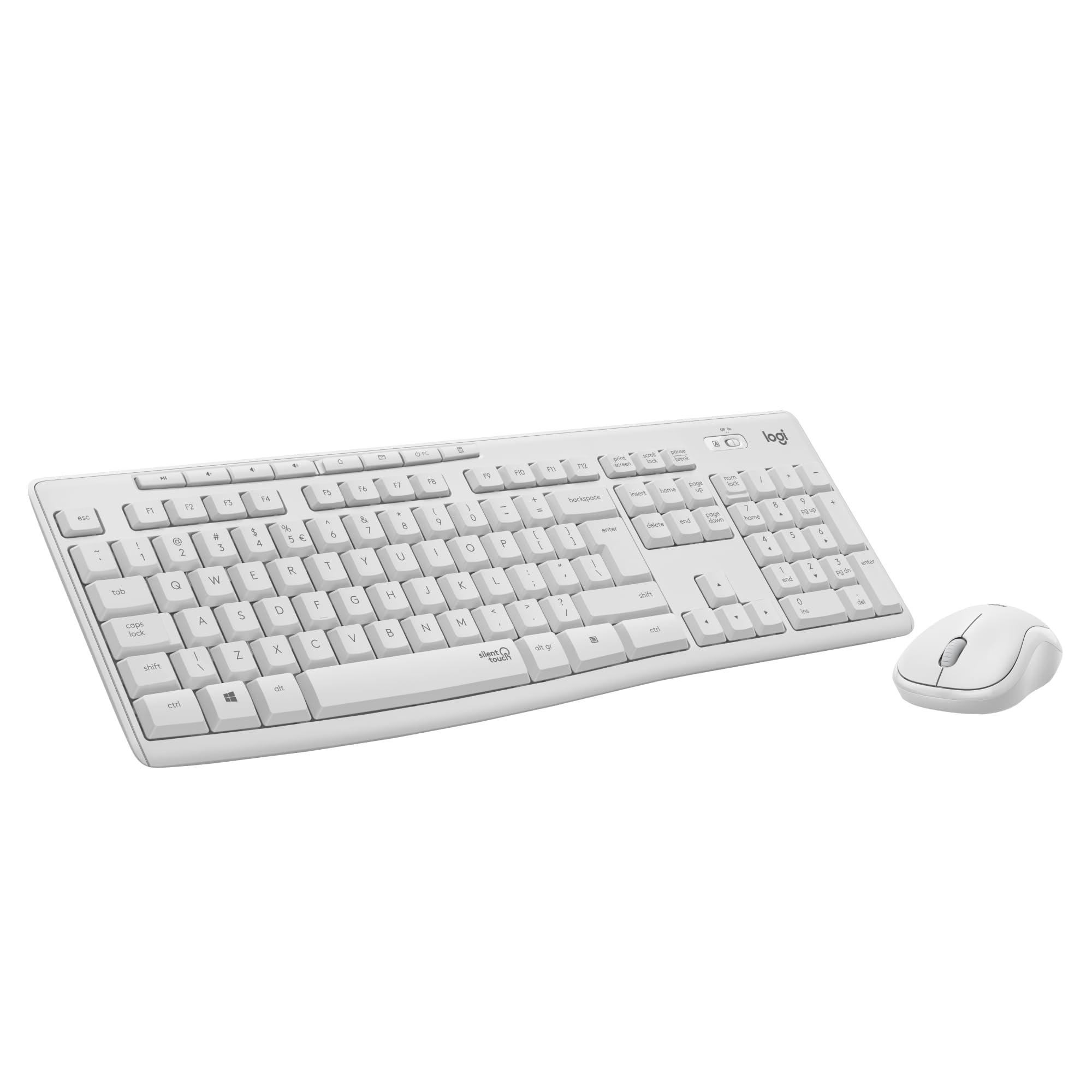 Logitech MK295 Kit Mouse e Tastiera Wireless, Layout Americano QWERTY, Bianco