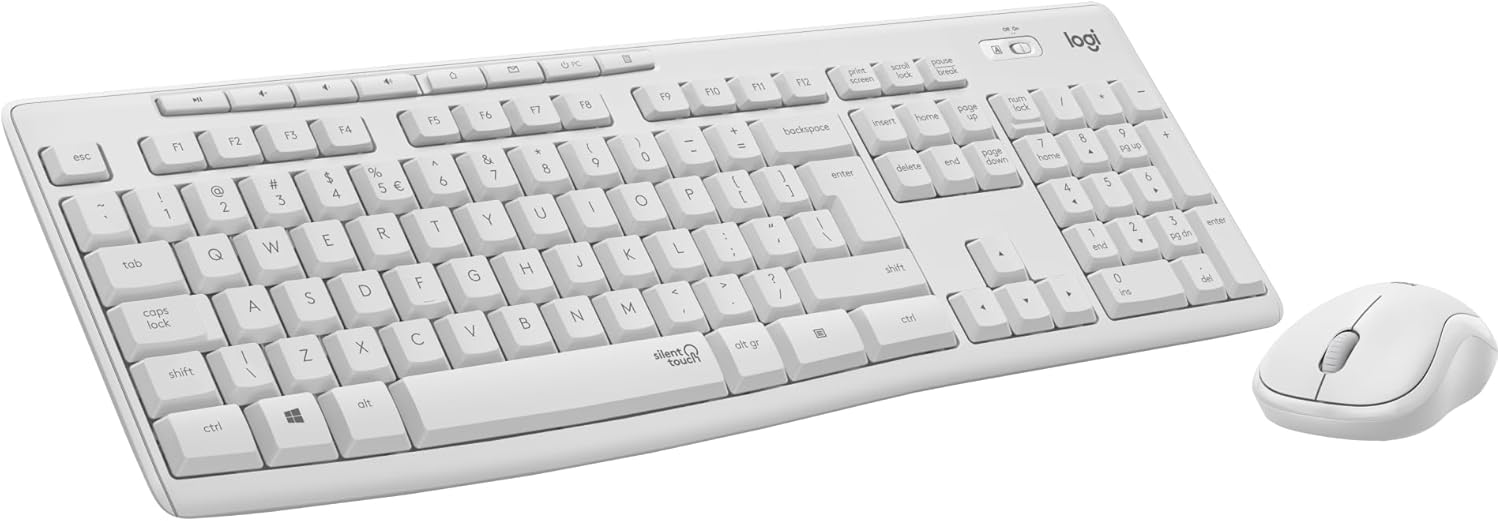 Logitech MK295 Kit Mouse e Tastiera Wireless, Layout Americano QWERTY, Bianco - immagine 1